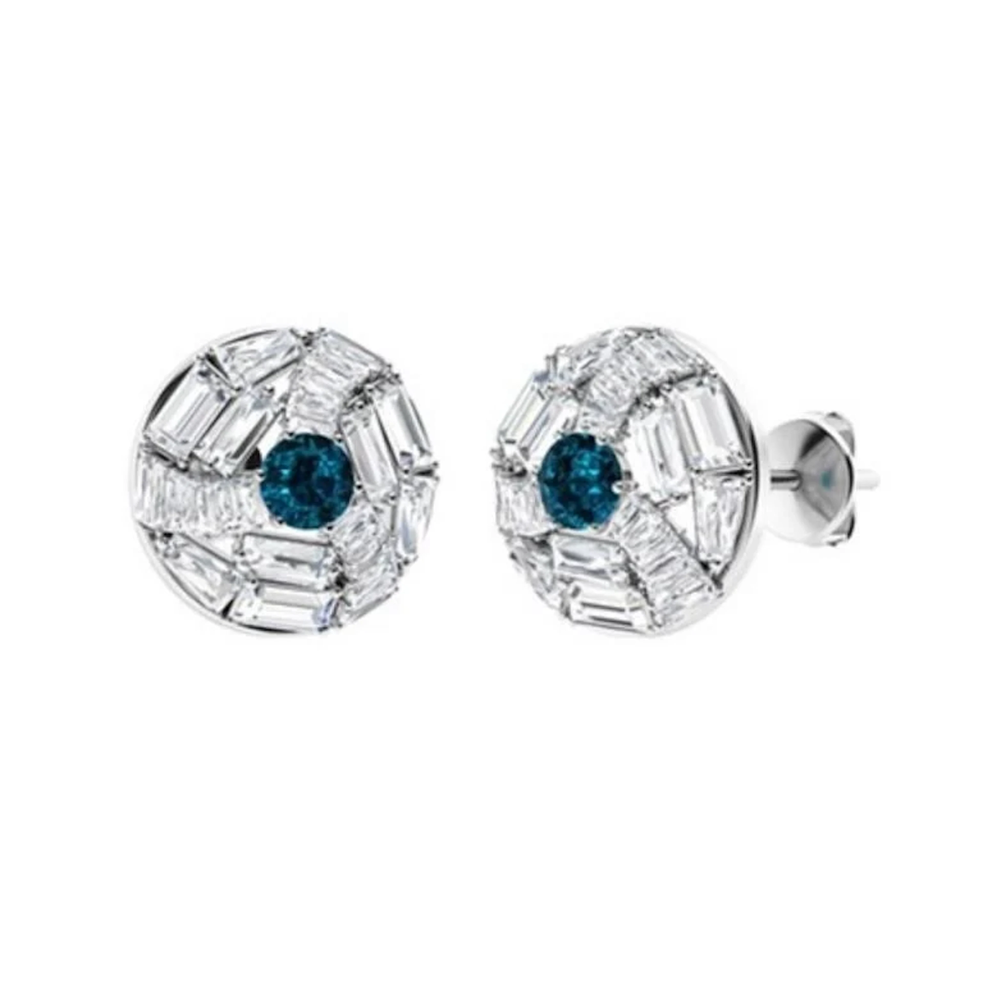 Gold Natural London Topaz Diamonds EarStuds