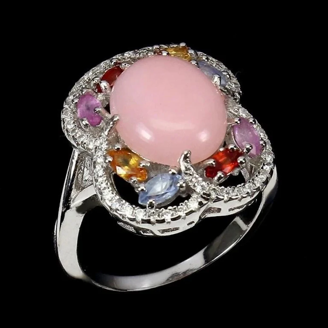 Natural Ethiopian Pink Opal Sapphire White Topaz R