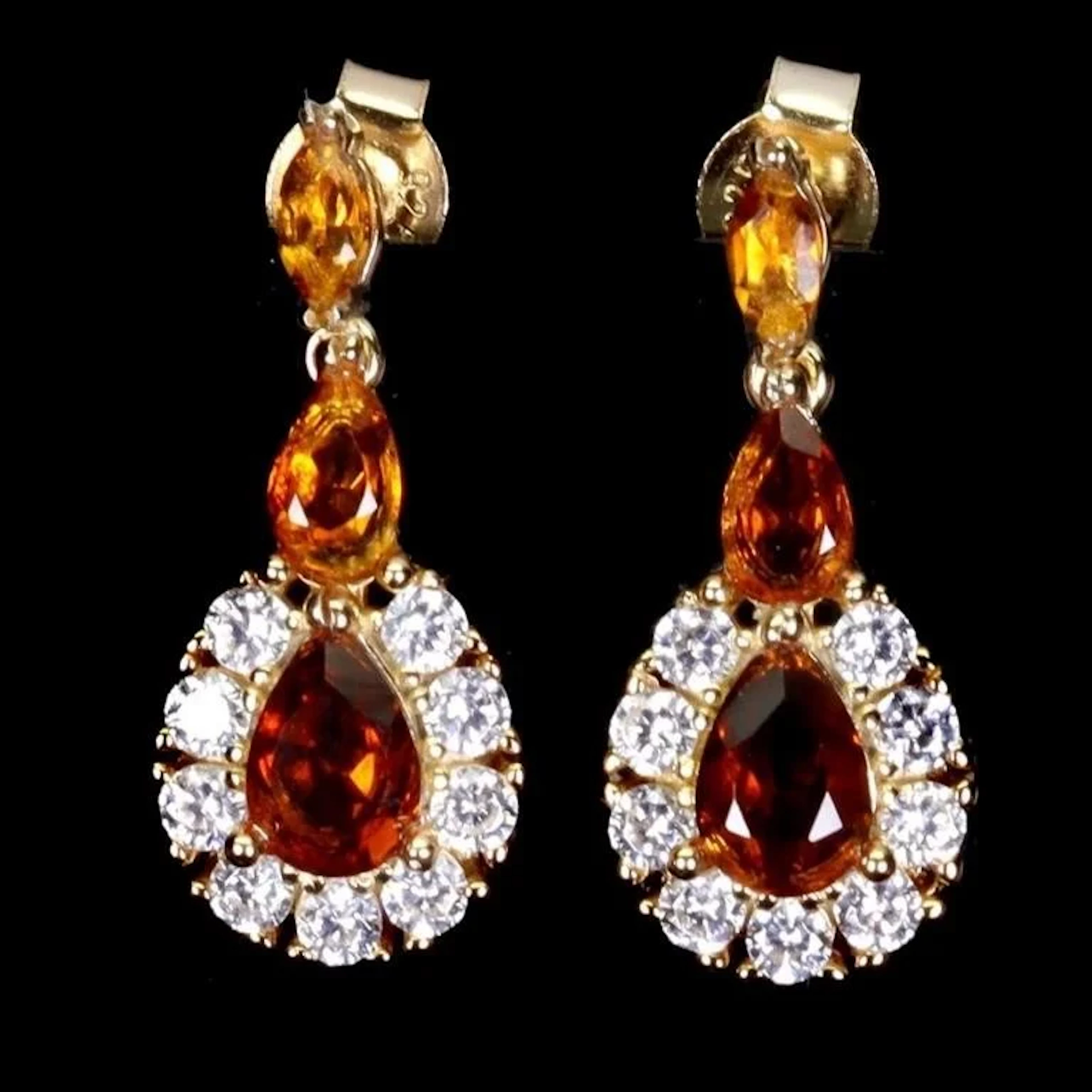 Natural Brazil Pear Citrine Earrings