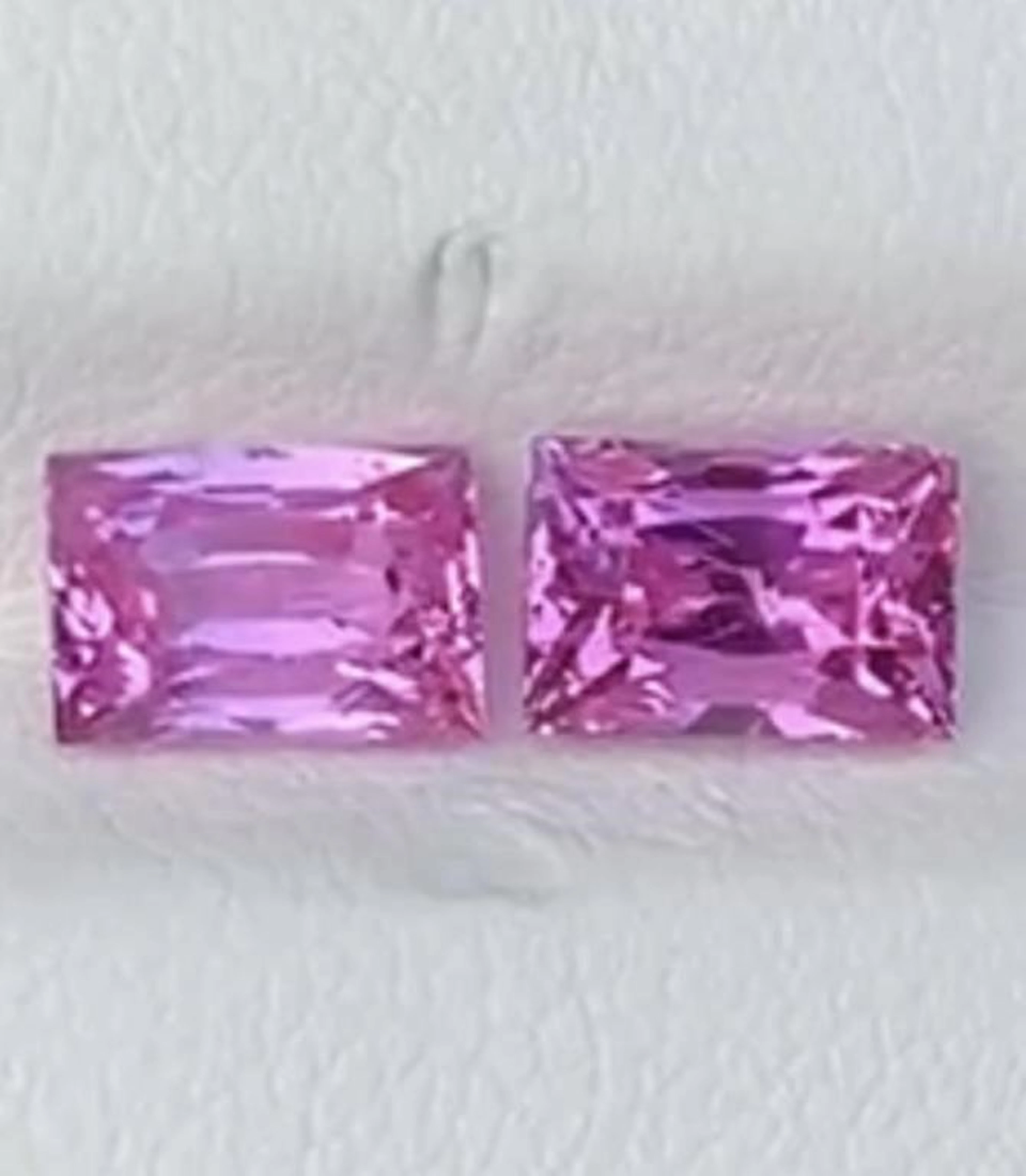 Natural Vivid Pink Sapphire Pair 3.33 Cts - VVS