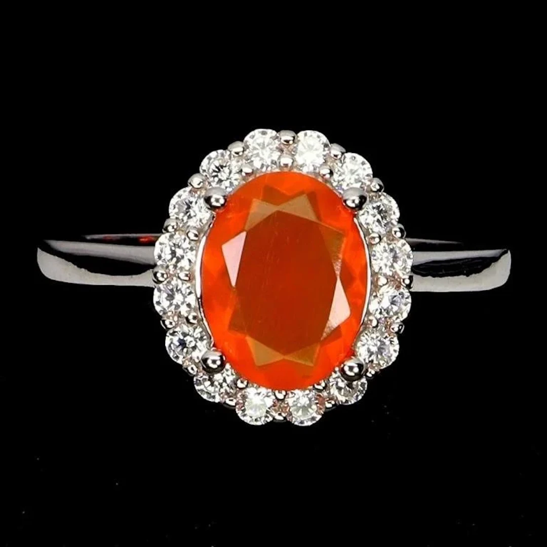 Natural Ethopian Orange Opal Ring