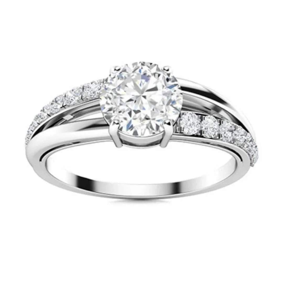 Gold & Brilliant White Diamond 1.50 Cts Ring - E/V