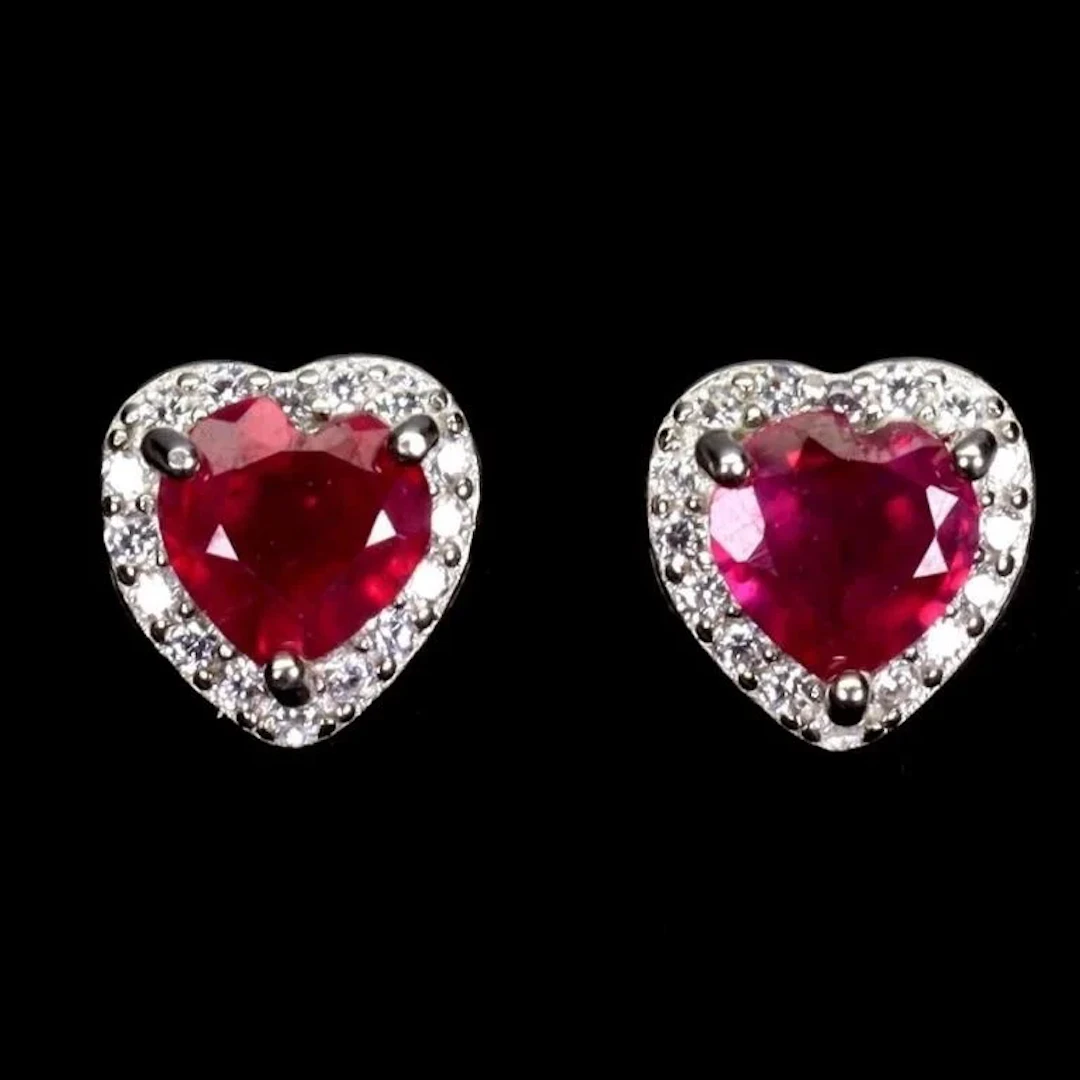 Natural Red Ruby Earrings