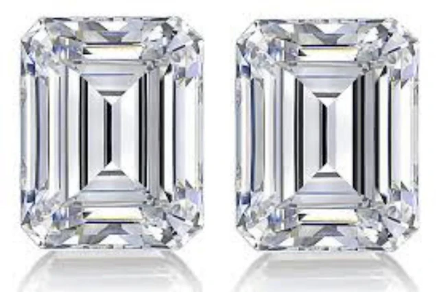 Brilliant White Emerald Cut Diamond Pair 10 Cts -