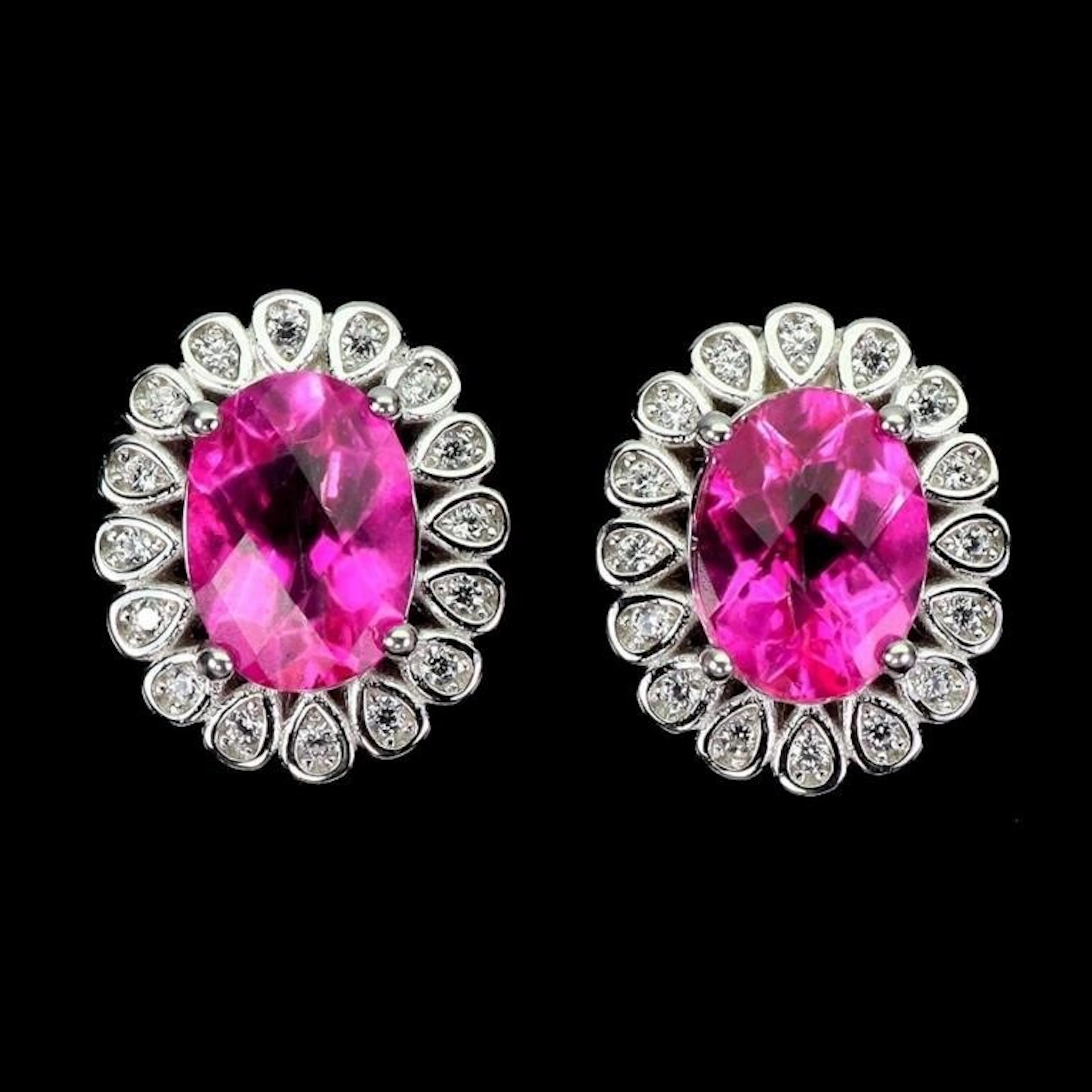 Natural Pink Topaz Earrings