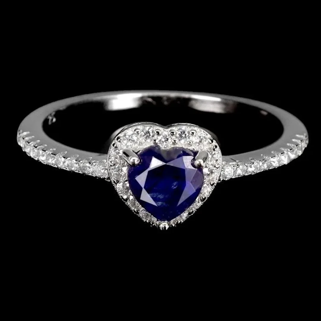 Natural Heart Royal Blue Sapphire Ring
