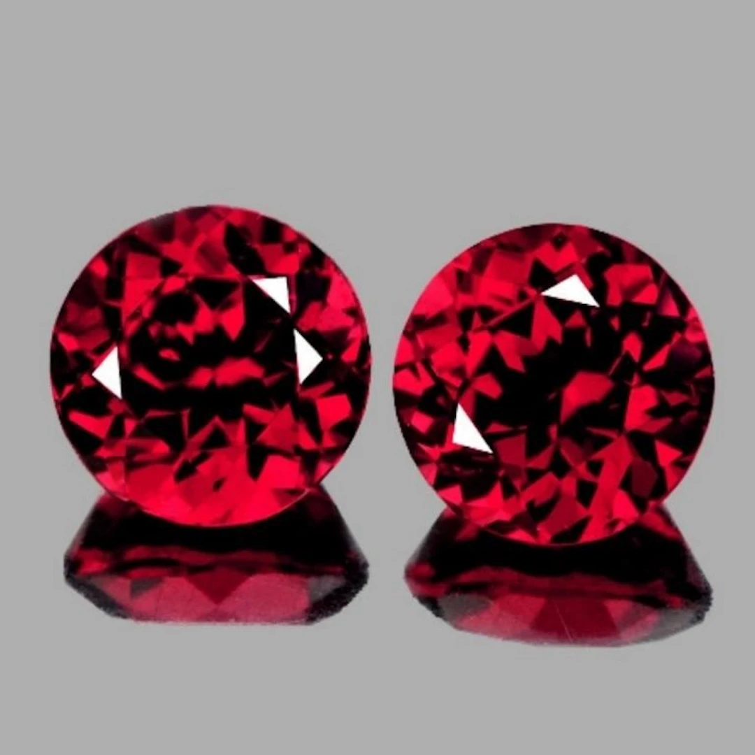 Natural Cherry Red Rhodolite Garnet Pair {Flawless
