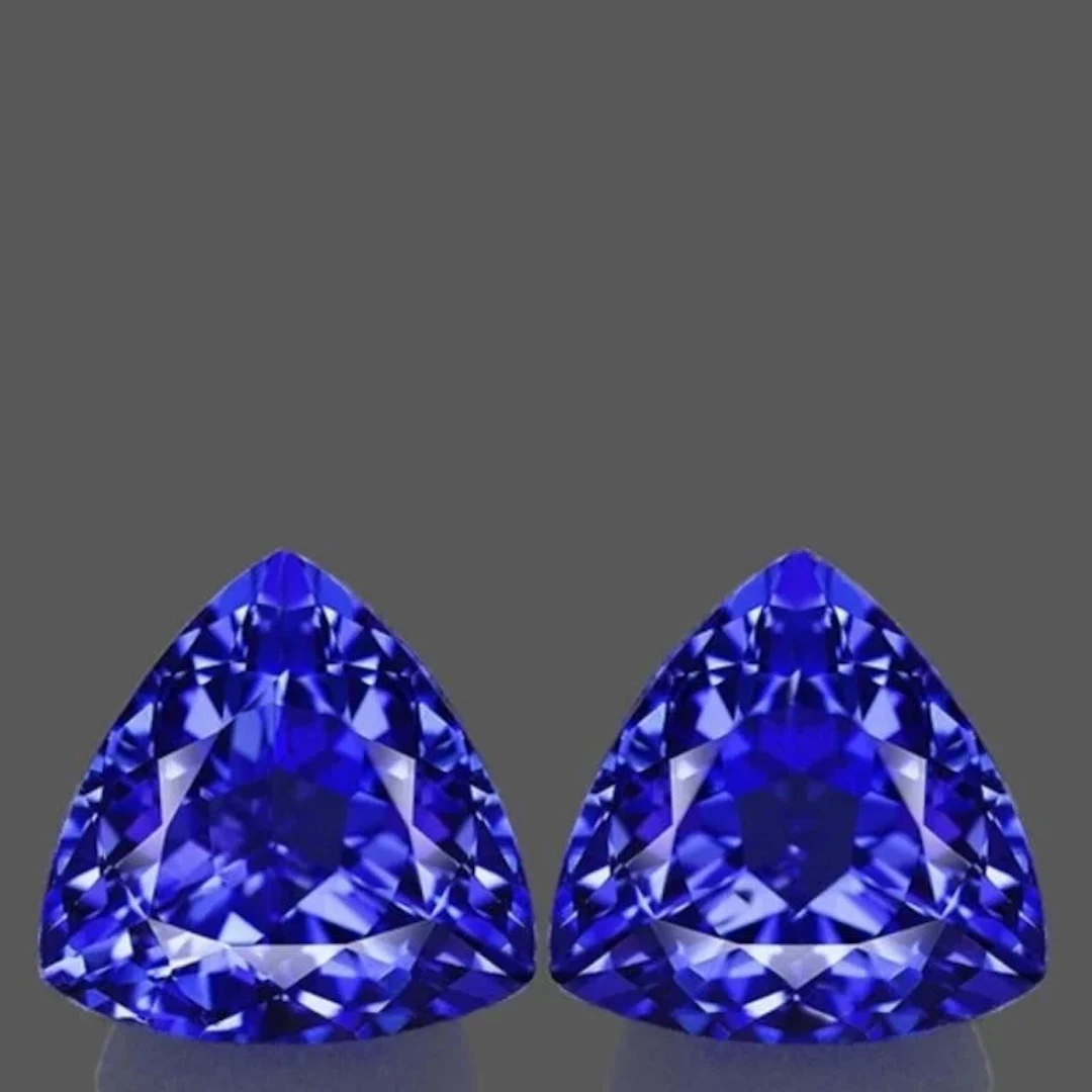 Natural Trillion Purple Blue Tanzanite Pair [Flawl