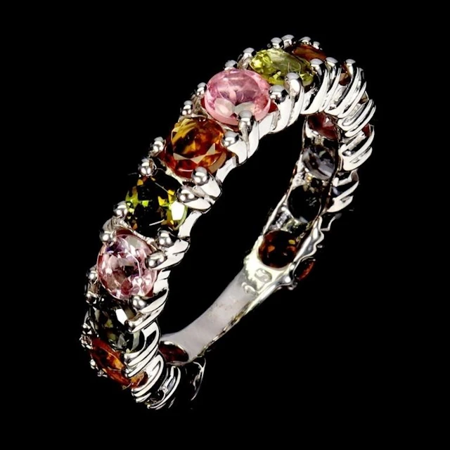 Natural Tourmaline Eternity Ring