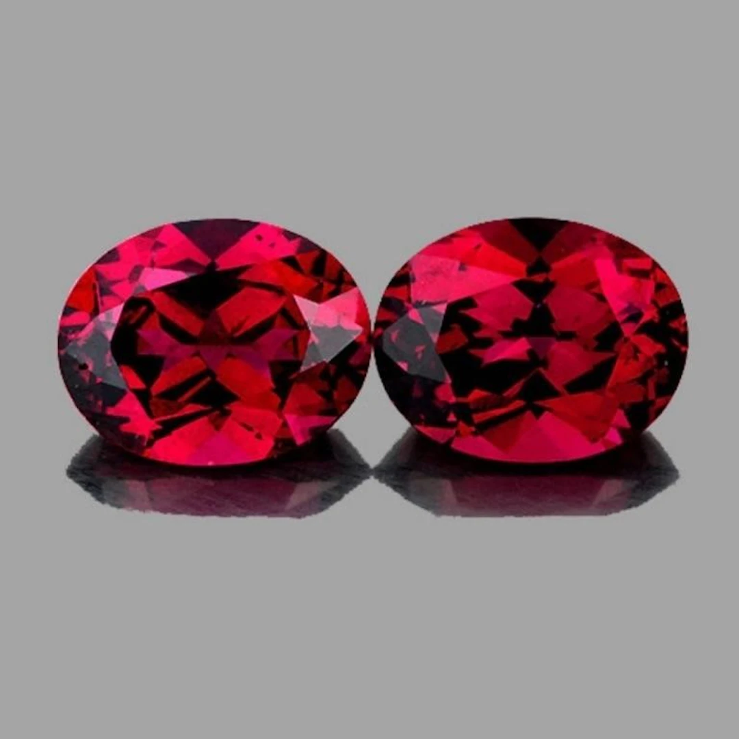 Natural Cherry Pink/Red Rhodolite Garnet Pair{Flaw