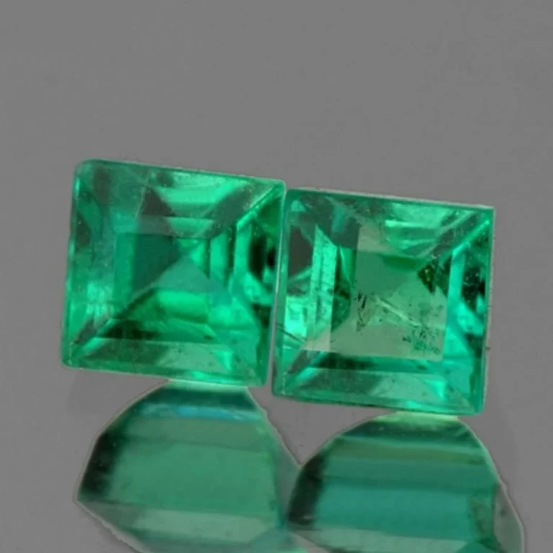 Natural Princess Zambian Green Emerald Pair