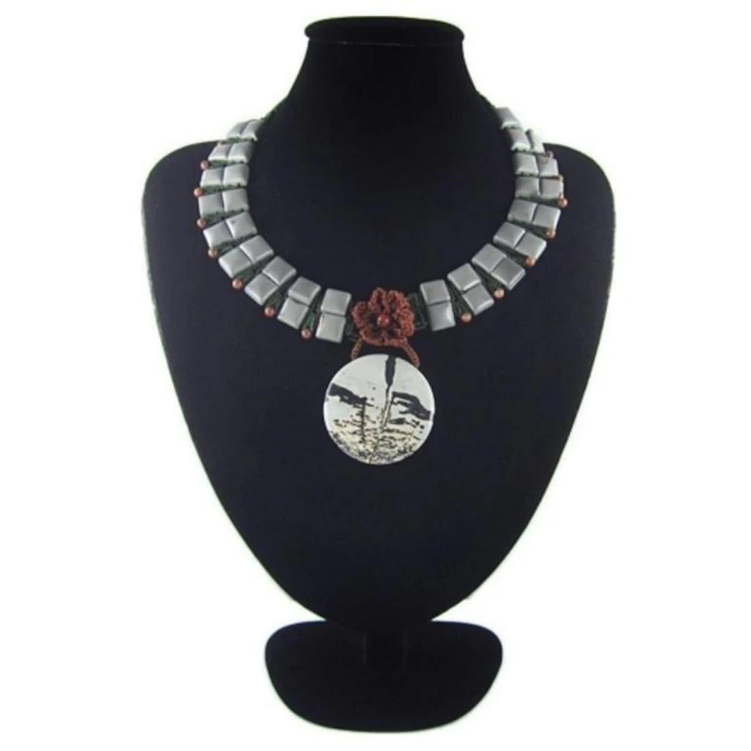 Natural Multi-Color Stone Diamond Polished Necklac