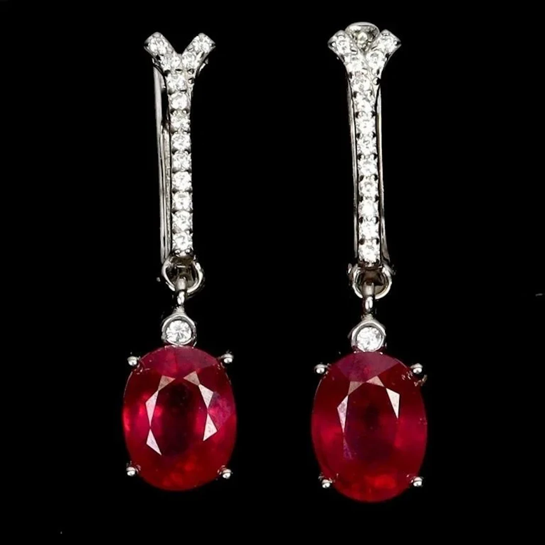 Natural Oval Red Ruby Earrings
