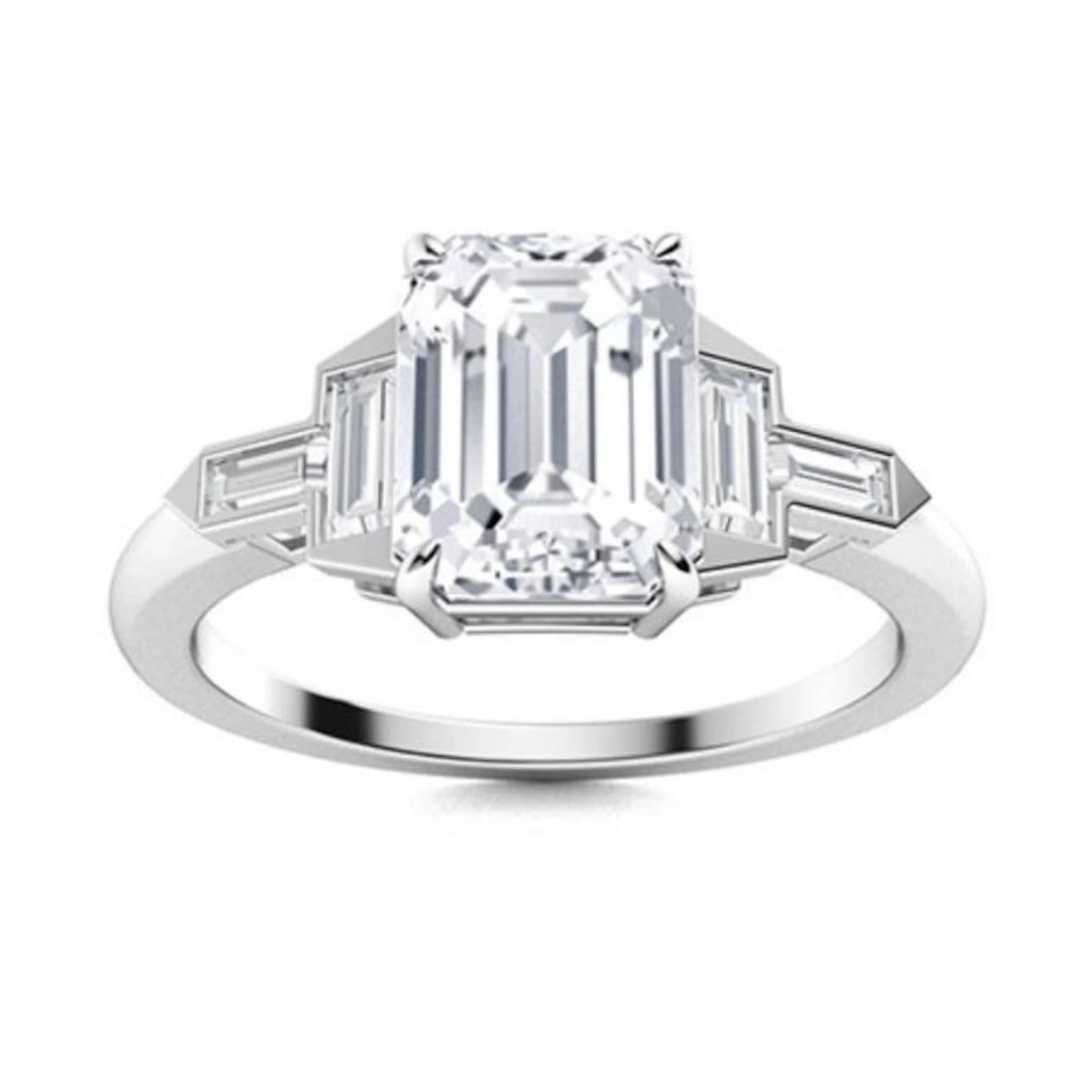 Gold & Lab Octagon Diamond 3.50 Cts Ring - E/VVS