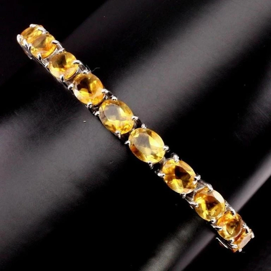 Natural Oval 8x6 mm Top Rich Yellow Citrine Bracel