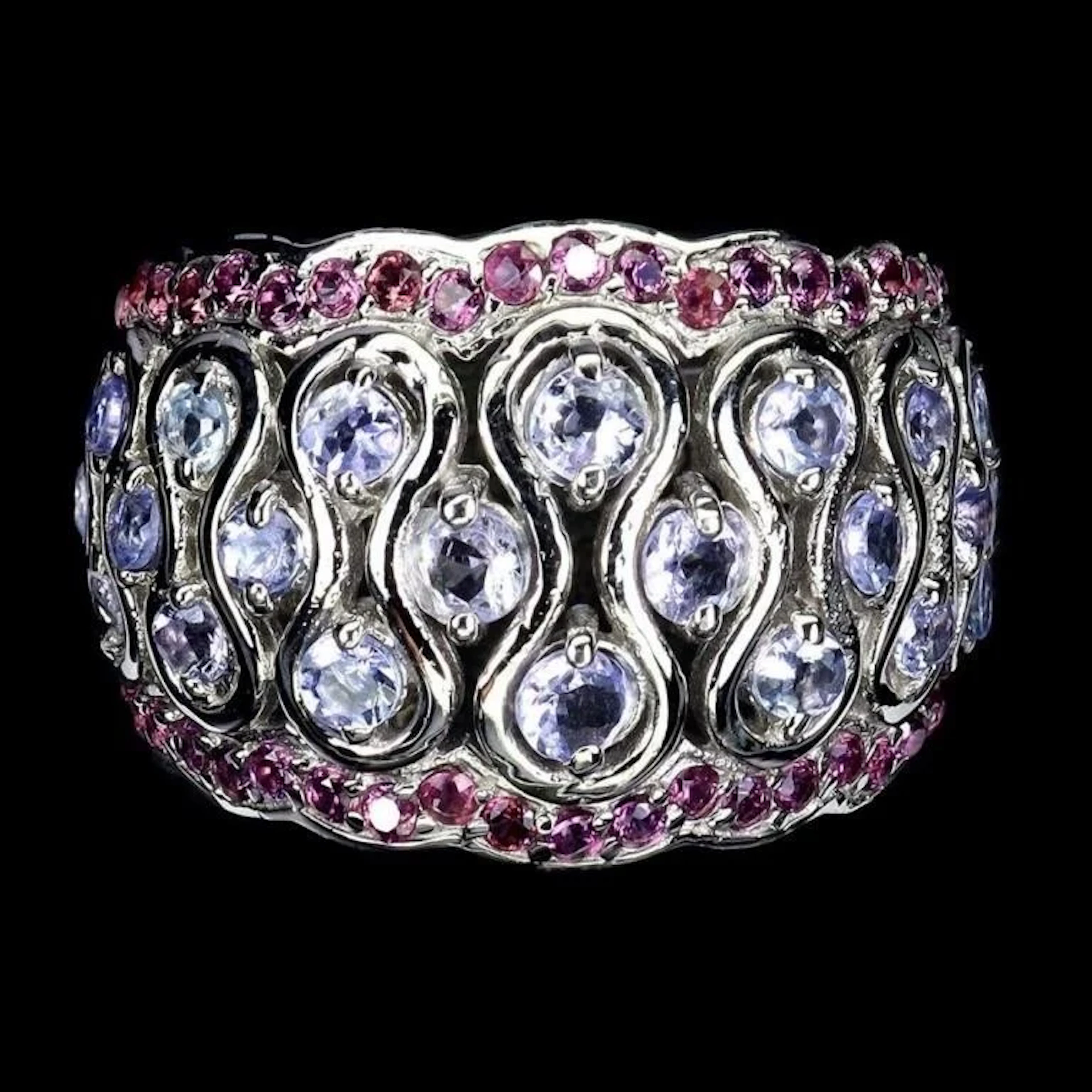 Natural Tanzanite Rhodolite Garnet Ring