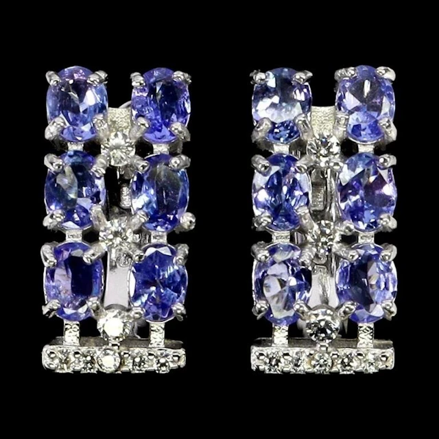 Natural Purple/Blue Tanzanite Earrings