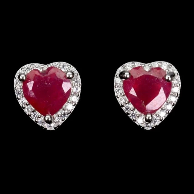 Natural Red Heart ruby Earstuds