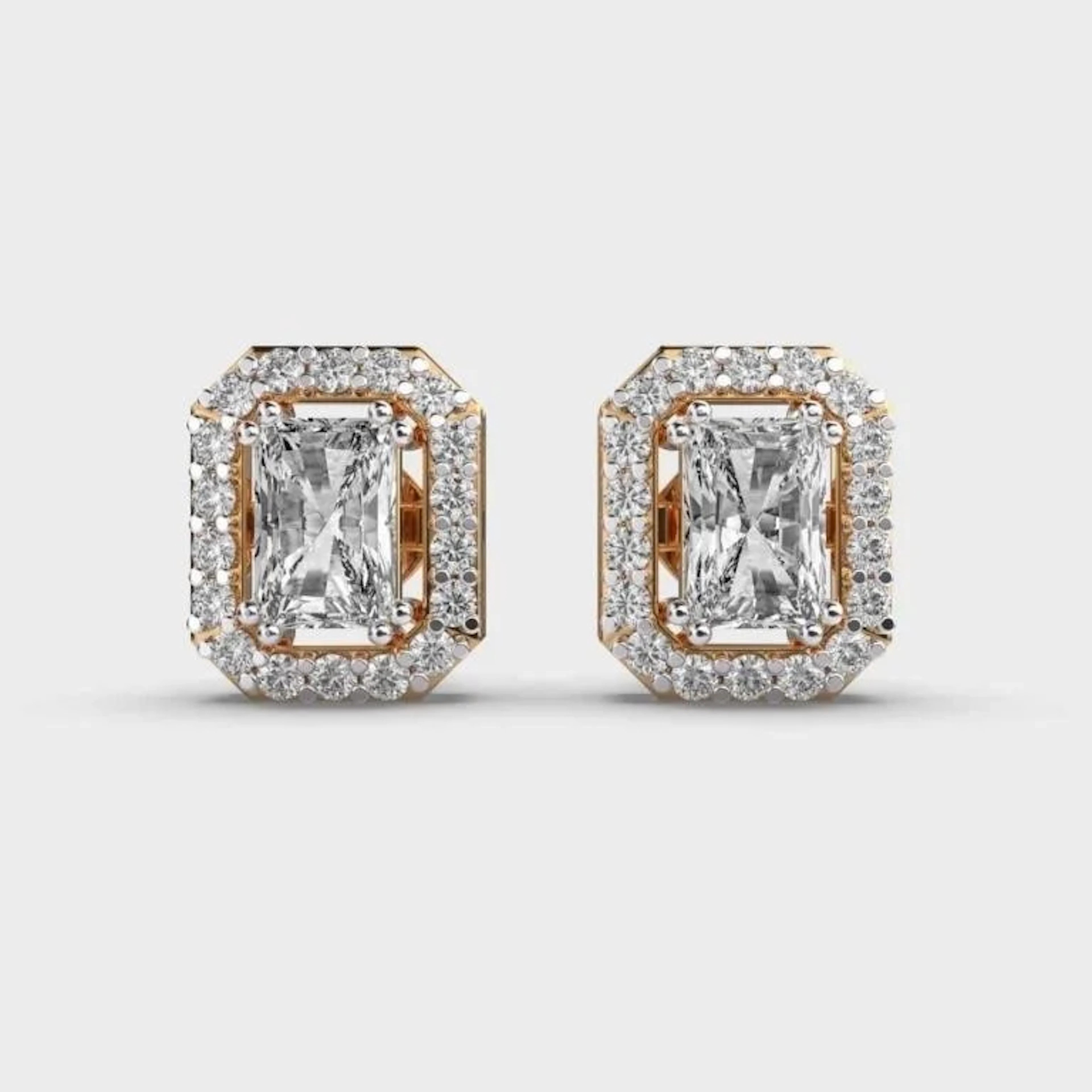 Gold & White Diamond 2.50 Cts Earrings Studs