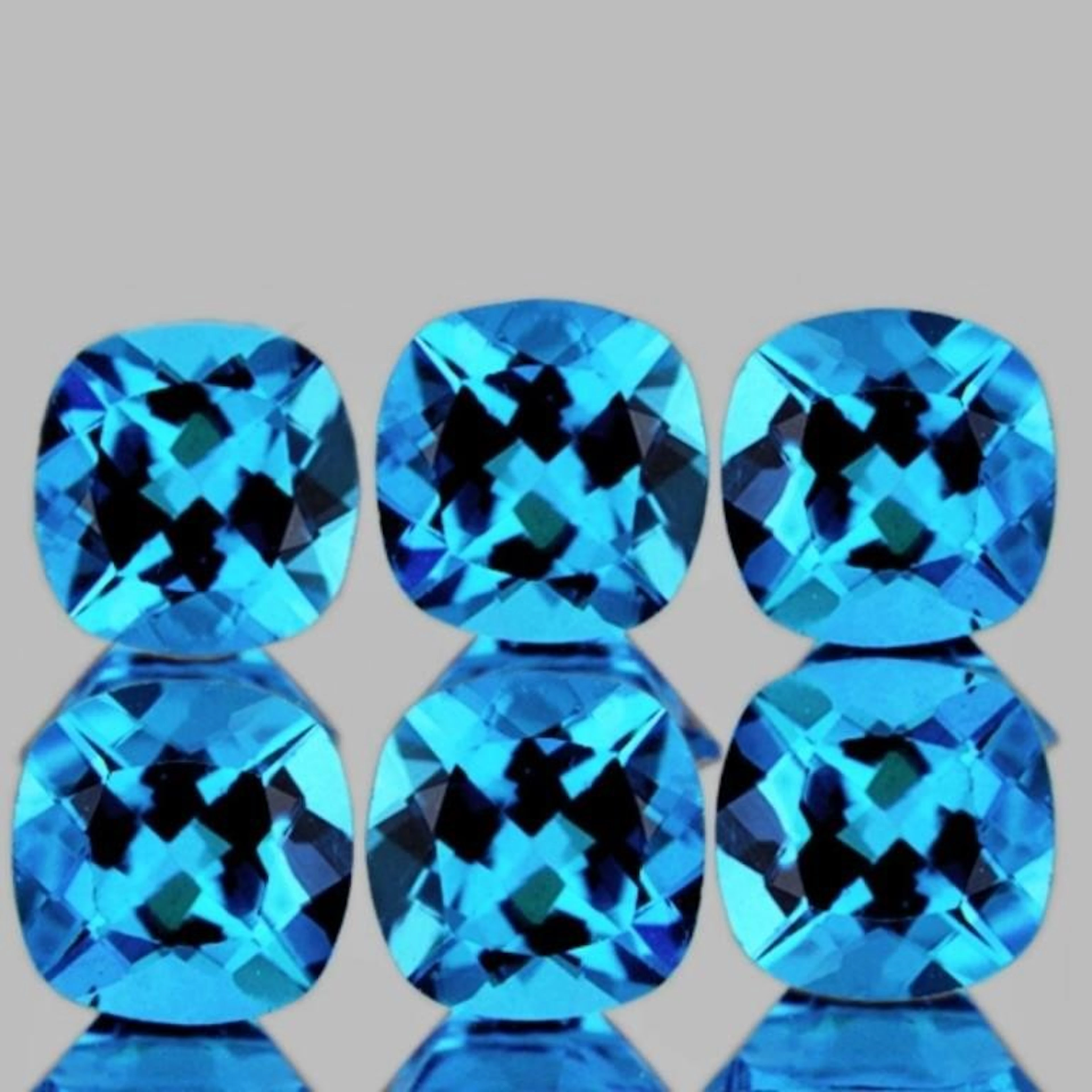 Natural Swiss Blue Topaz 6 Pcs {Flawless-VVS1}