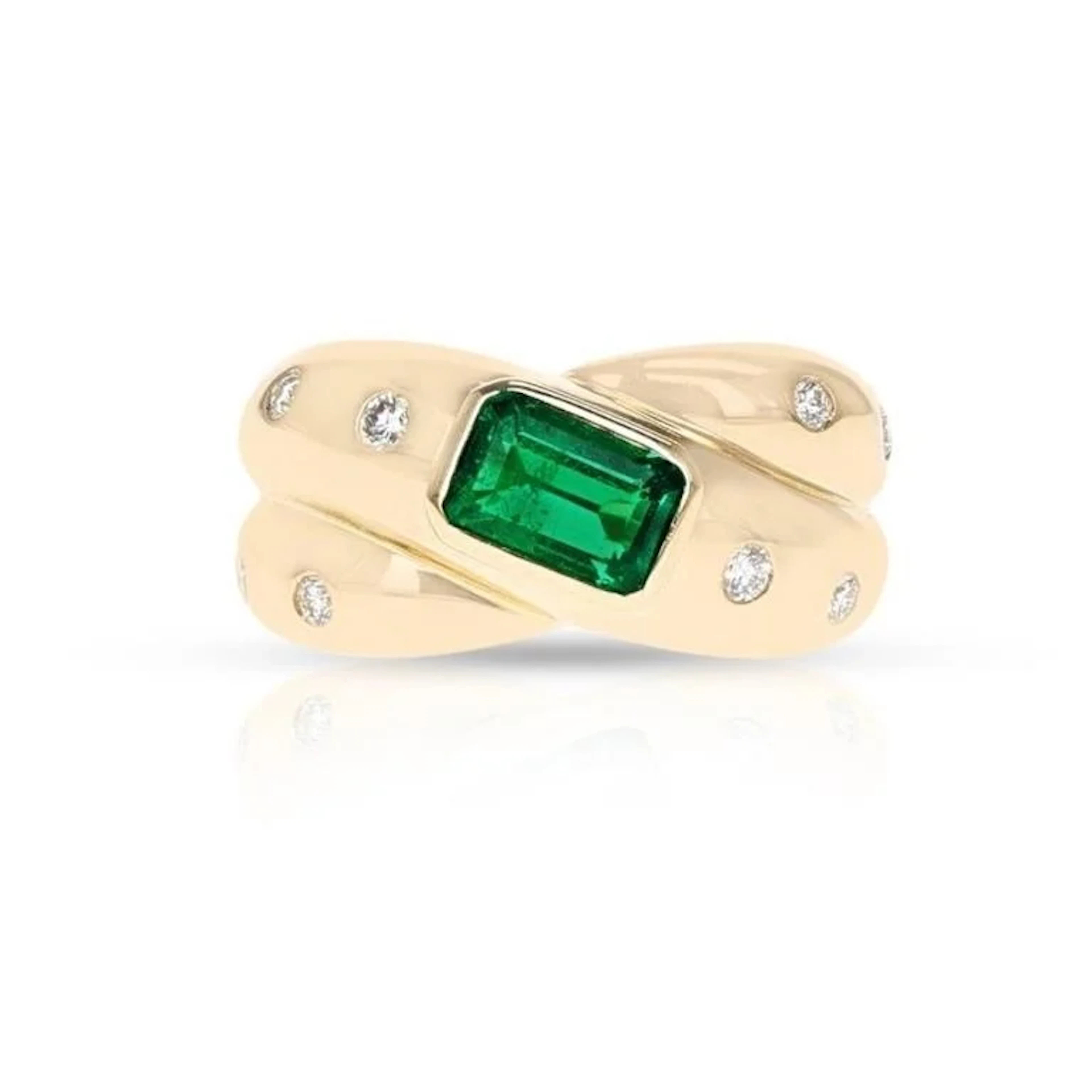 Gold Natural Emerald & Diamond Ring