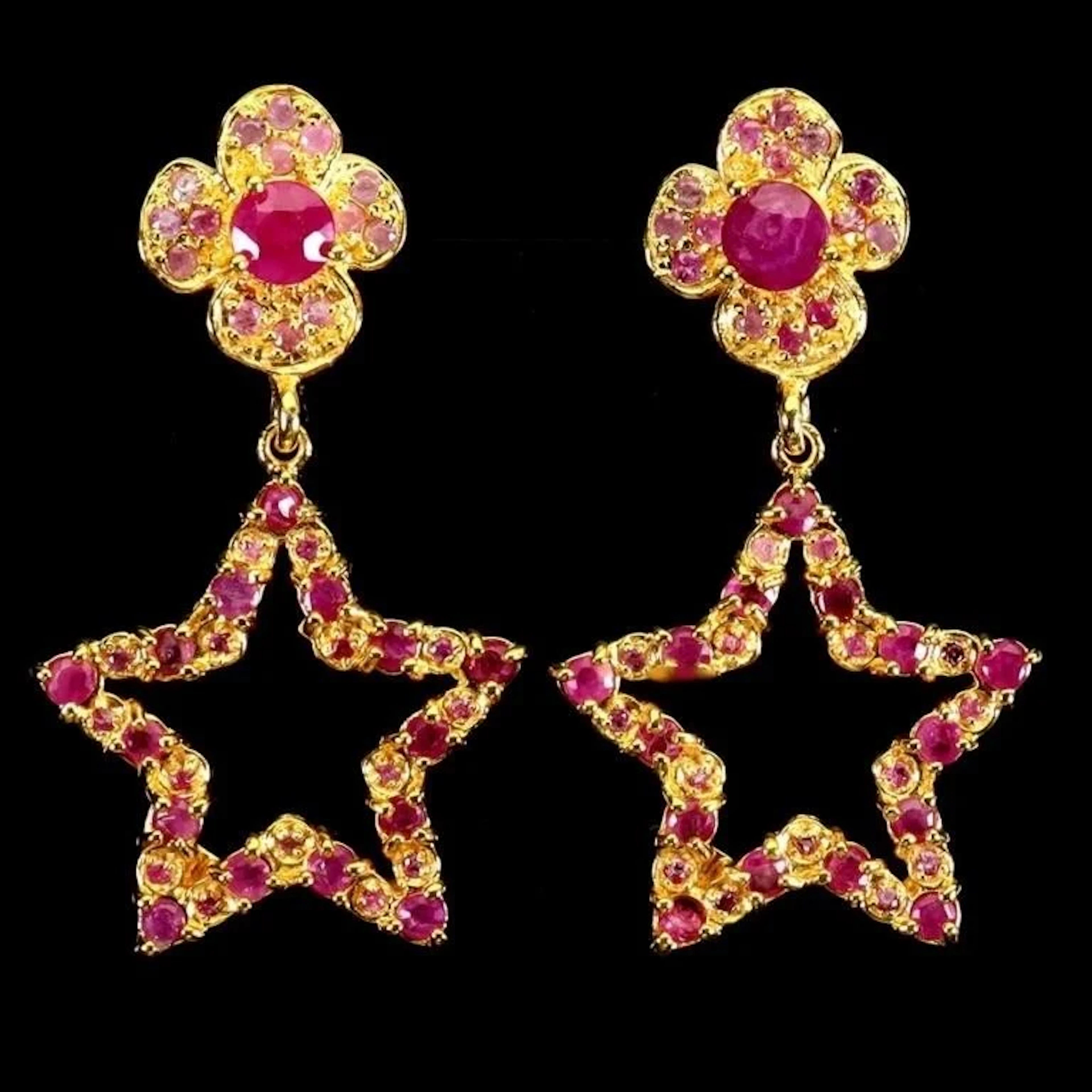 Natural Ruy Lucky Star Earrings