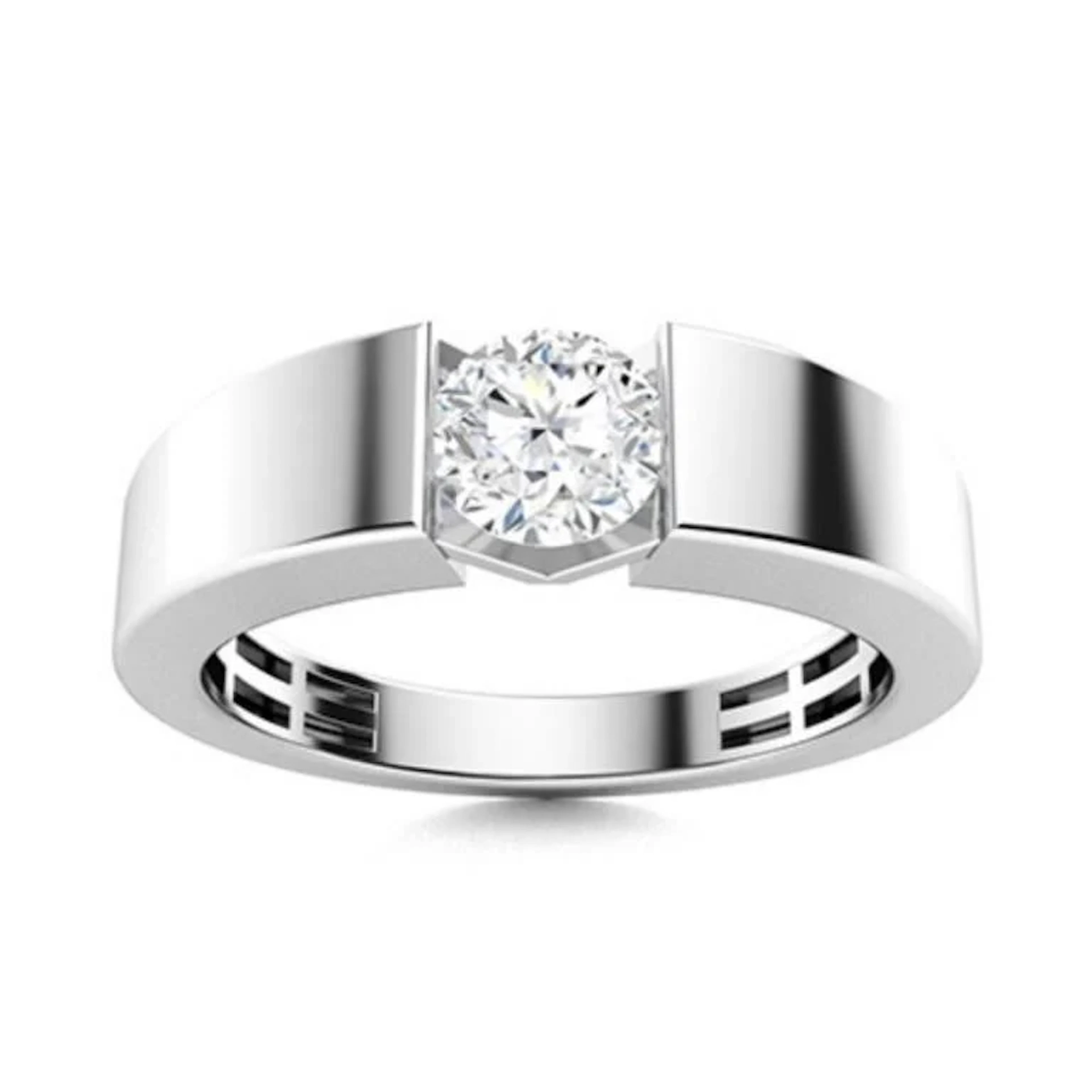 Gold & Brilliant White Diamond 1 Cts Ring - E/VVS