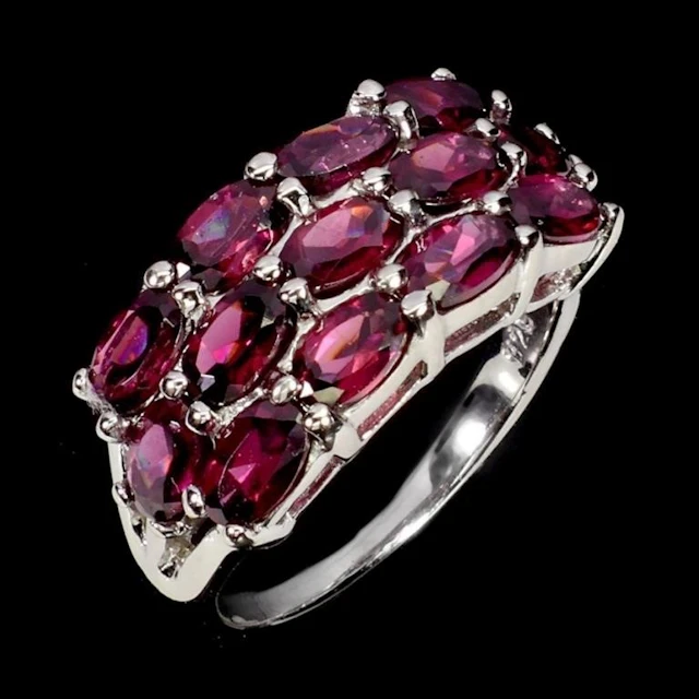 Natural Oval Rhodolite Garnet Ring