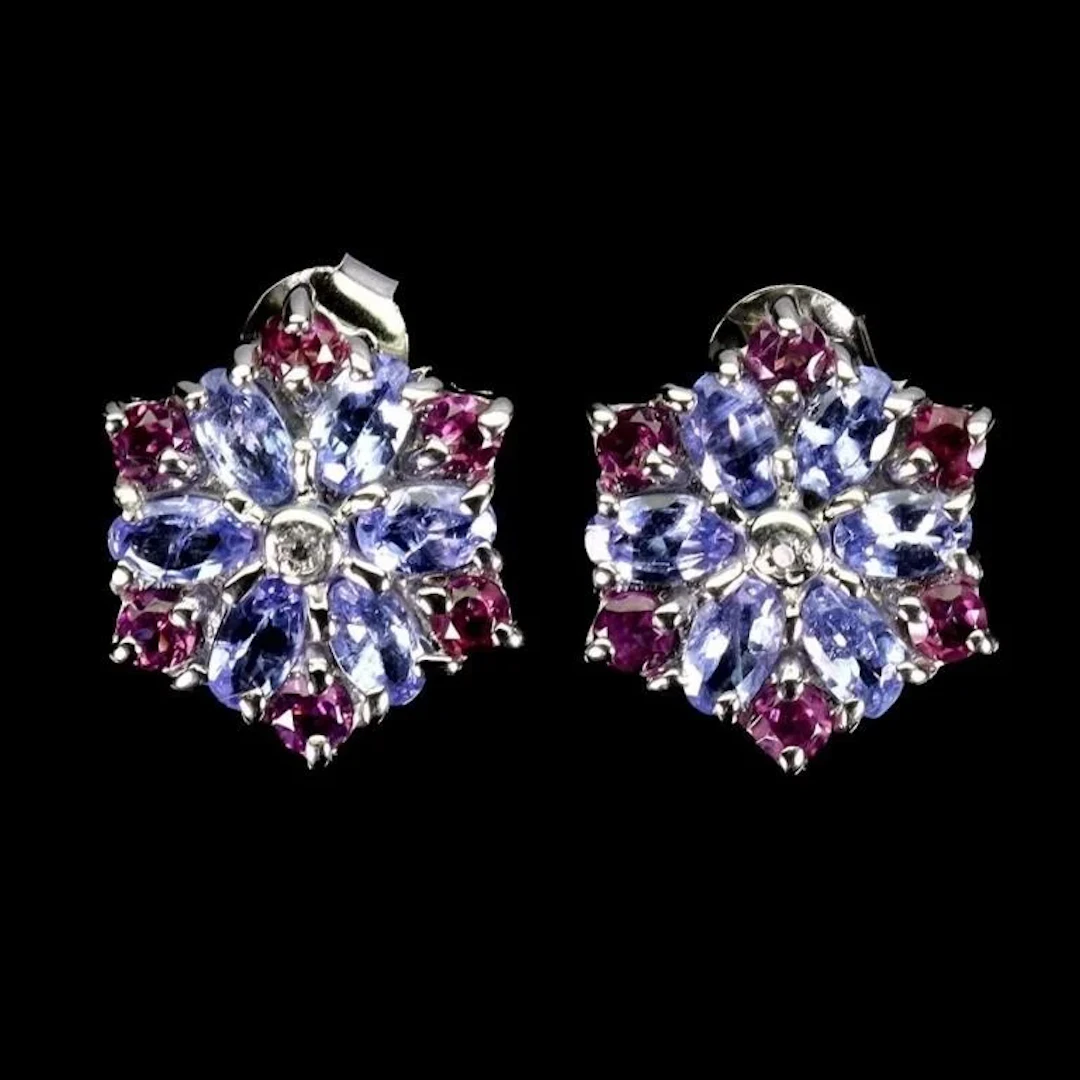 Natural Tanzanite & Garnet EarRings