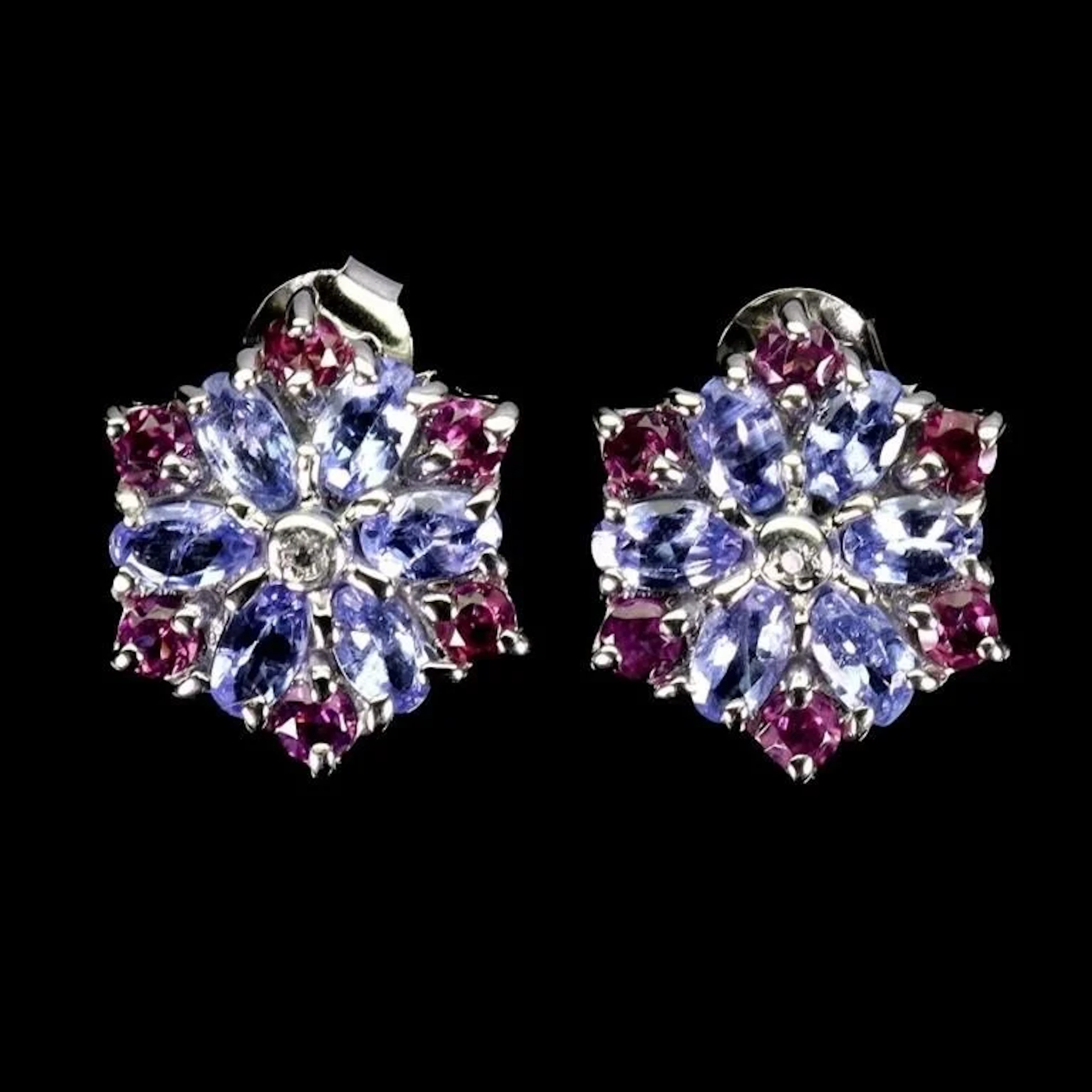 Natural Tanzanite & Garnet EarRings