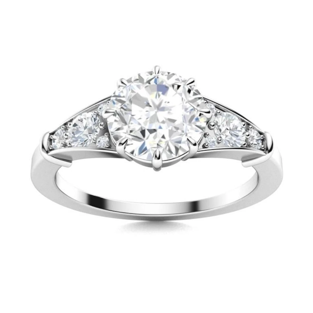 Gold & Brilliant White Diamond 1.50 Cts Ring - E/V