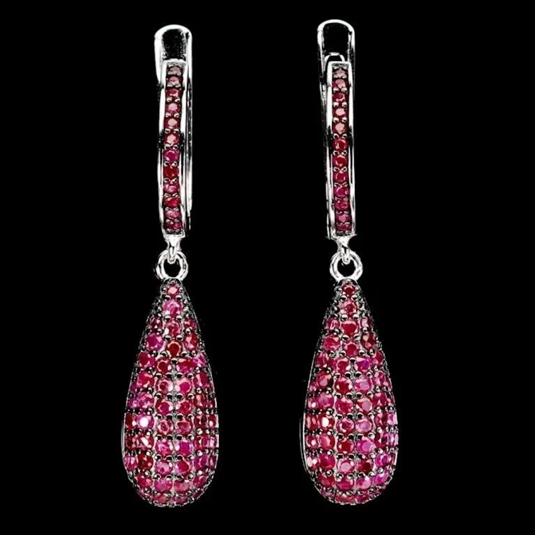 Natural Burma Red Ruby Earrings