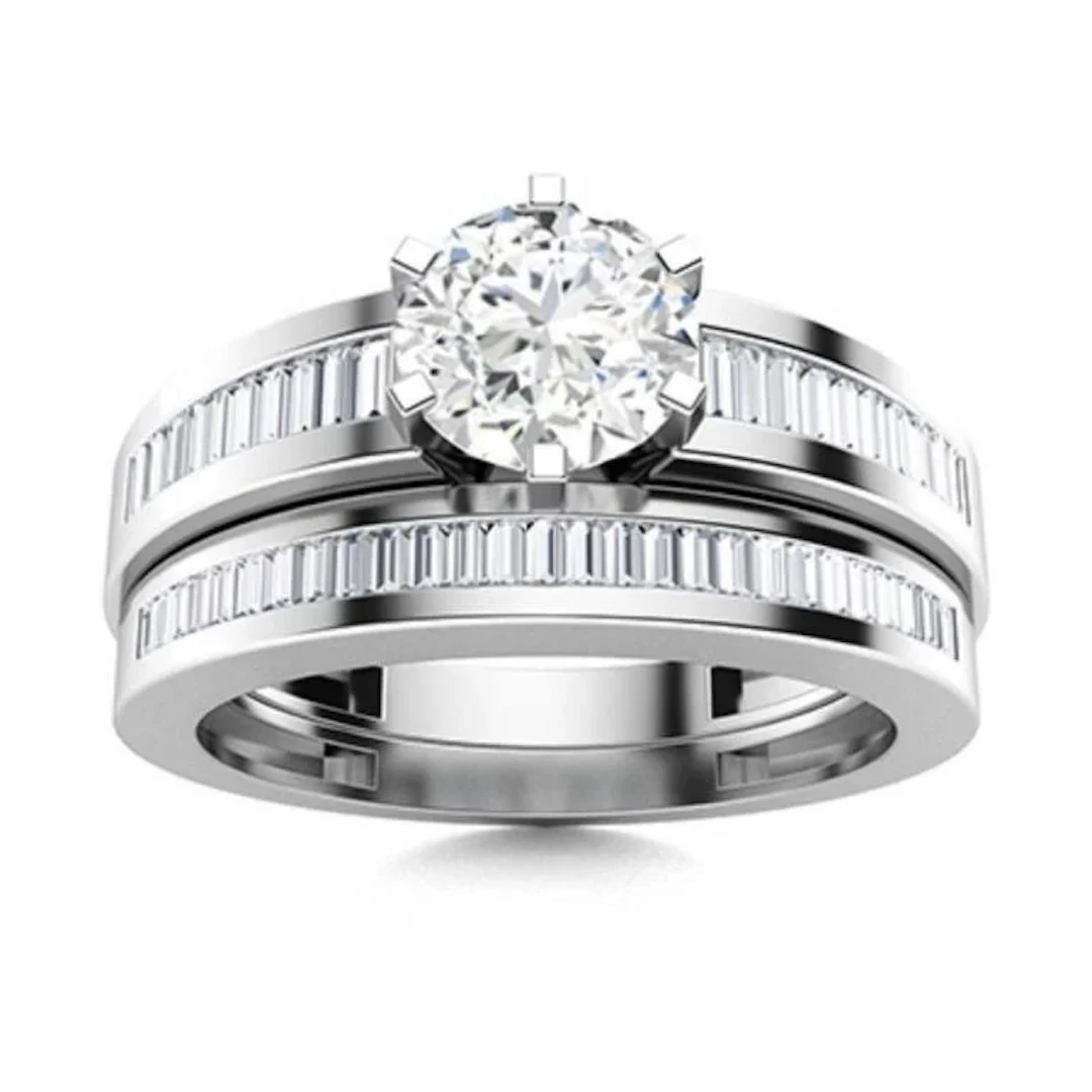 Gold & Lab Octagon Diamond 4.25 Cts Ring - E/VVS