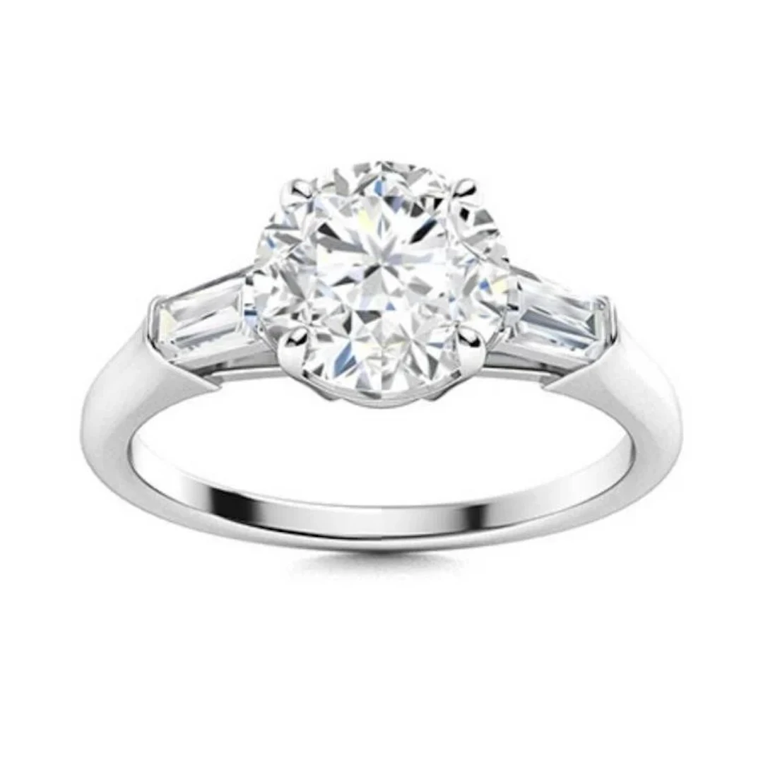 Gold & Brilliant White Diamond 2.50 Cts Ring - E/V