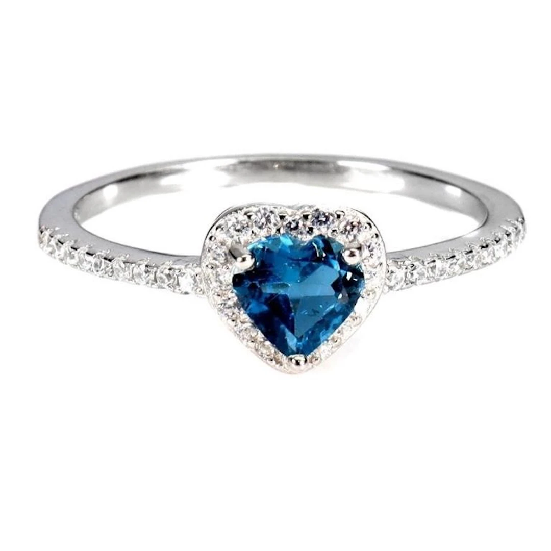 Natural London Blue Topaz Heart Ring