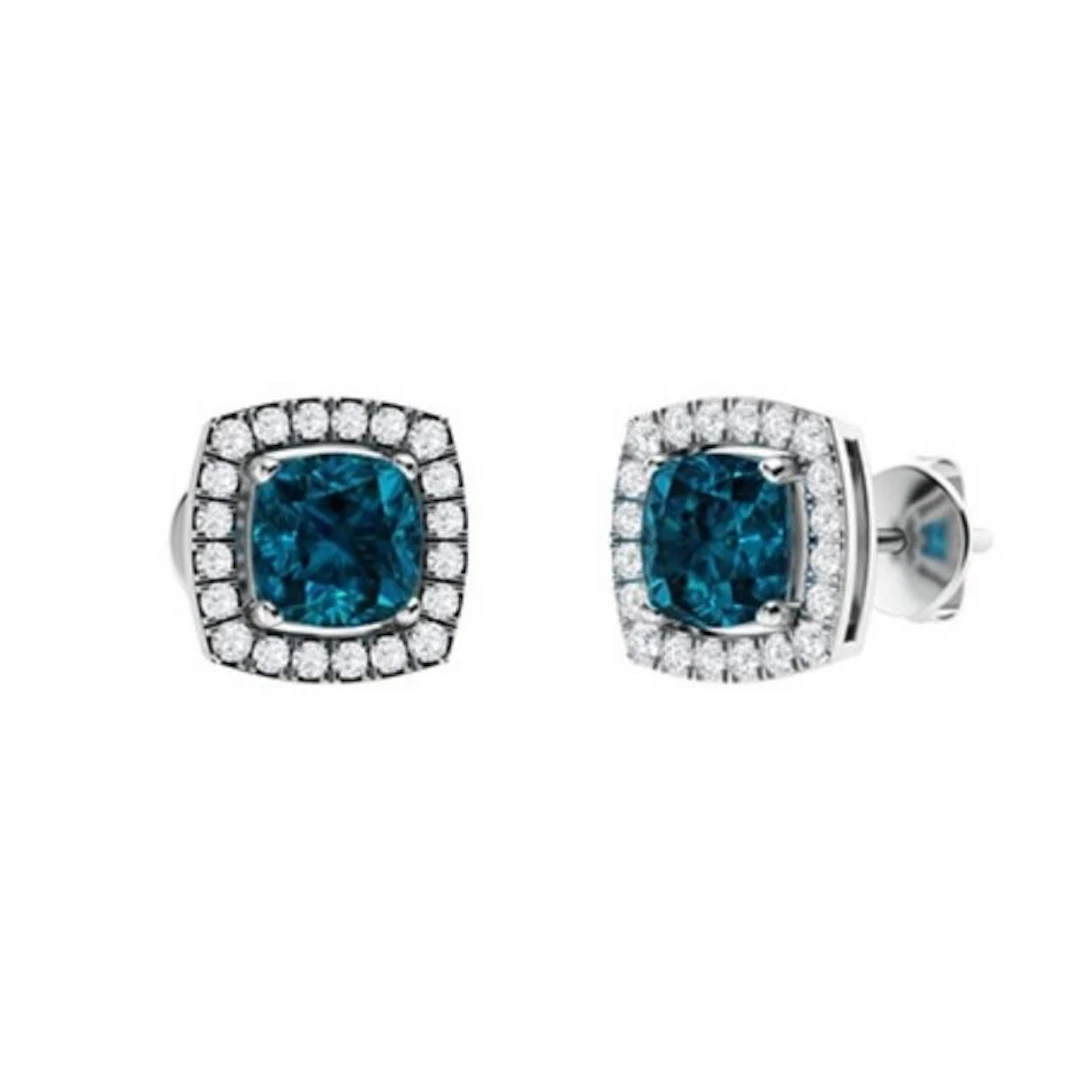Gold Natural London Topaz Diamonds EarStuds