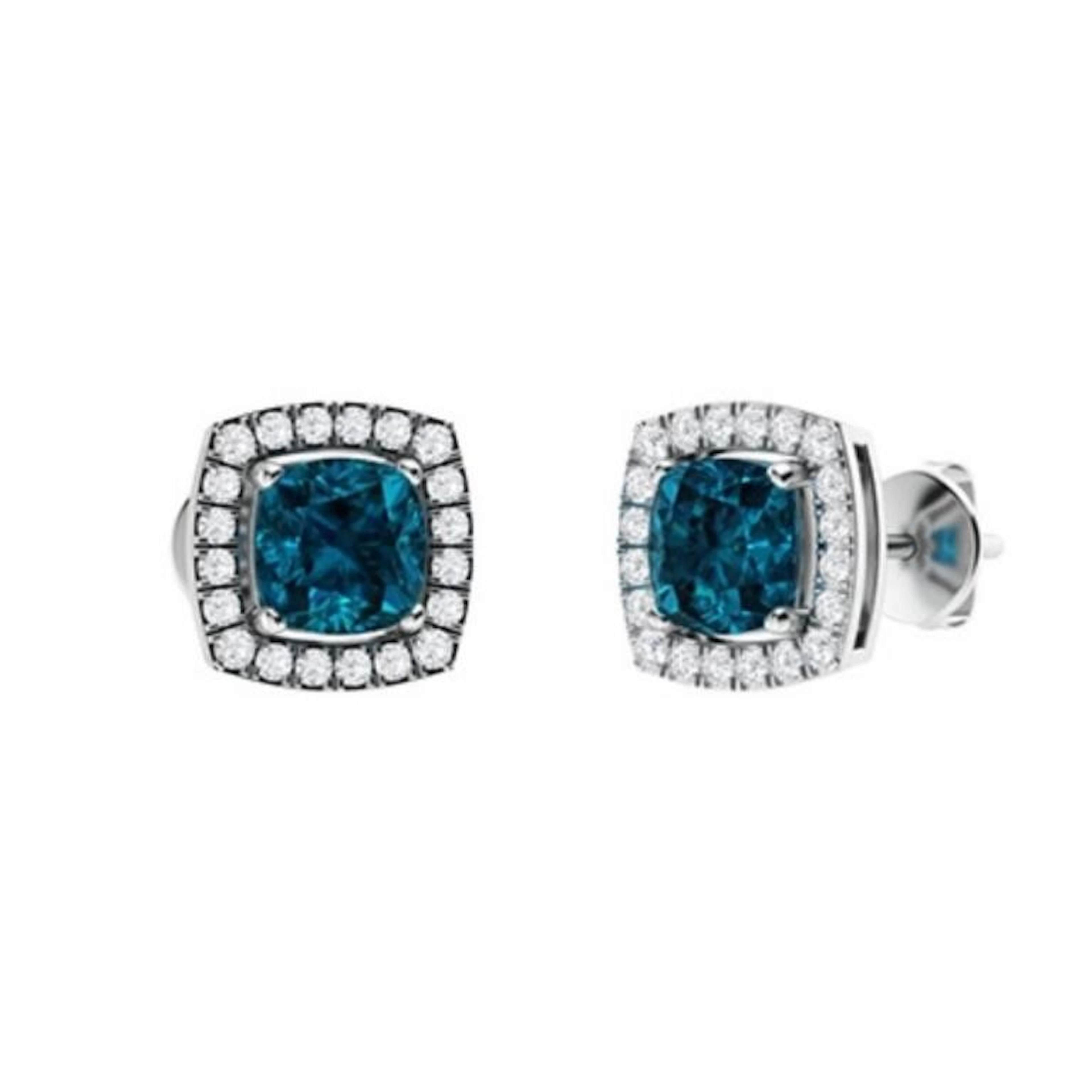Gold Natural London Topaz Diamonds EarStuds