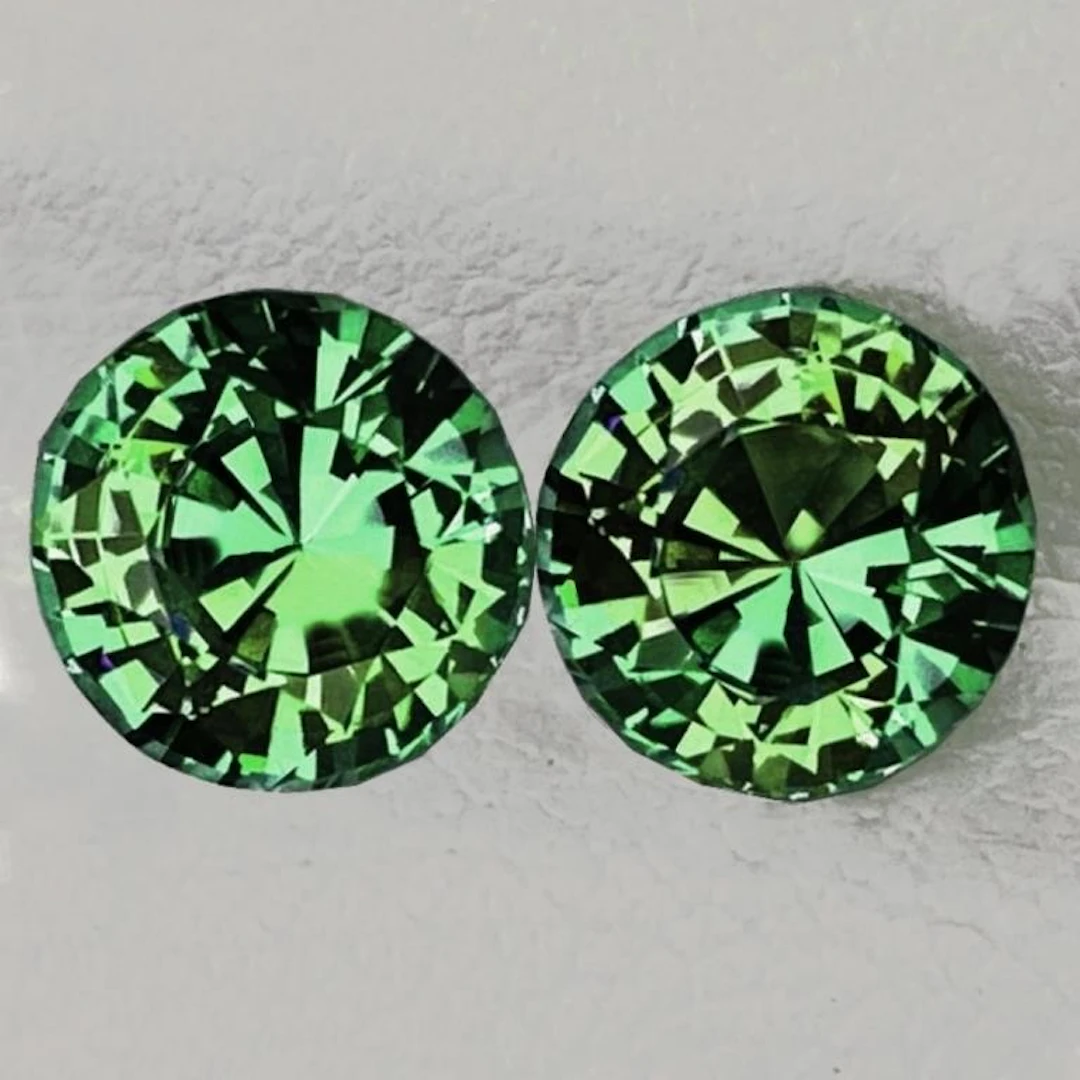 Natural Brilliant Green Sapphire Pair { Flawless-