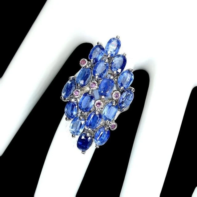 Natural Kyanite Rhodolite Garnet Ring