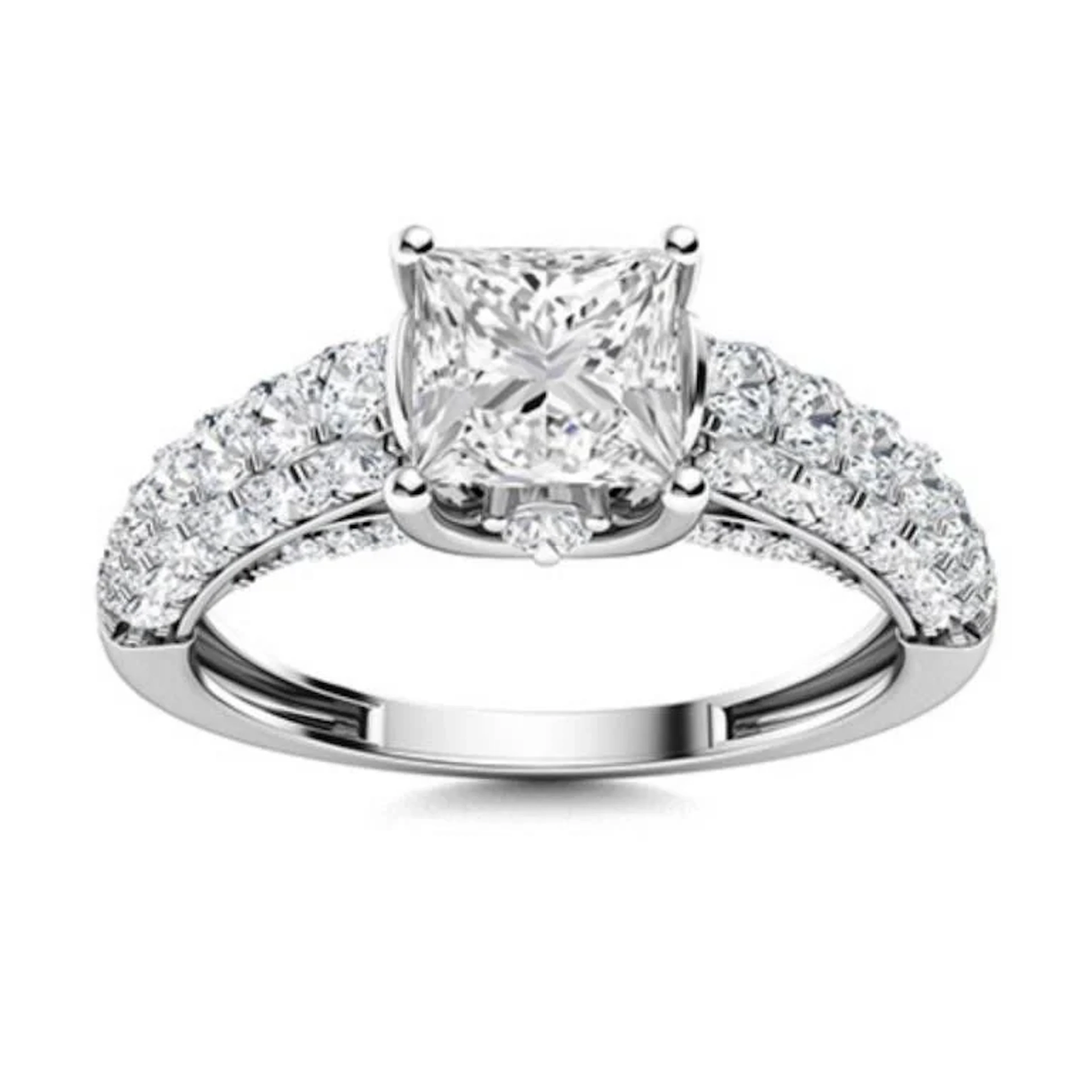 Gold & Brilliant White Diamond 4.12 Cts Ring - E/V