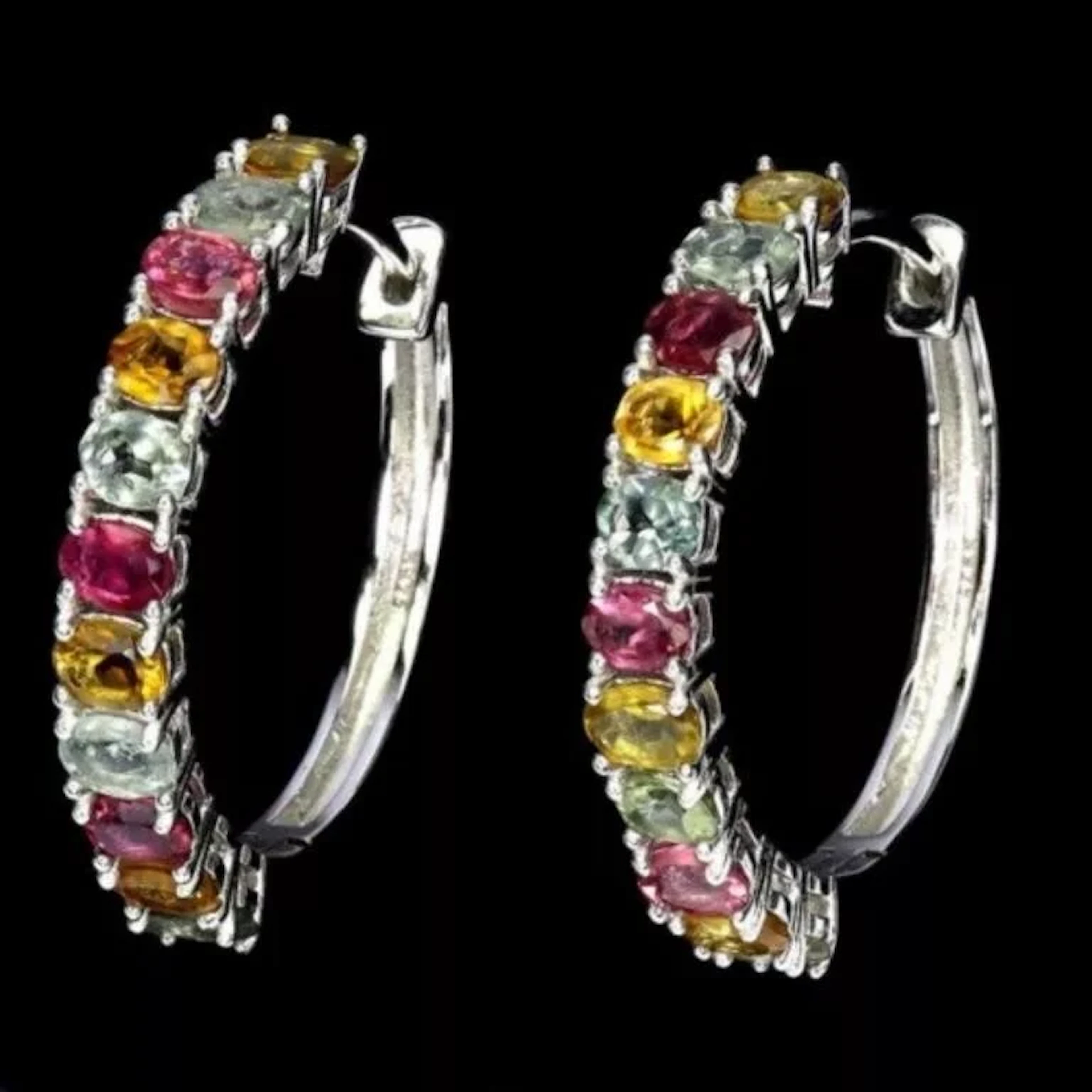 Natural Multi Color Tourmaline Earrings
