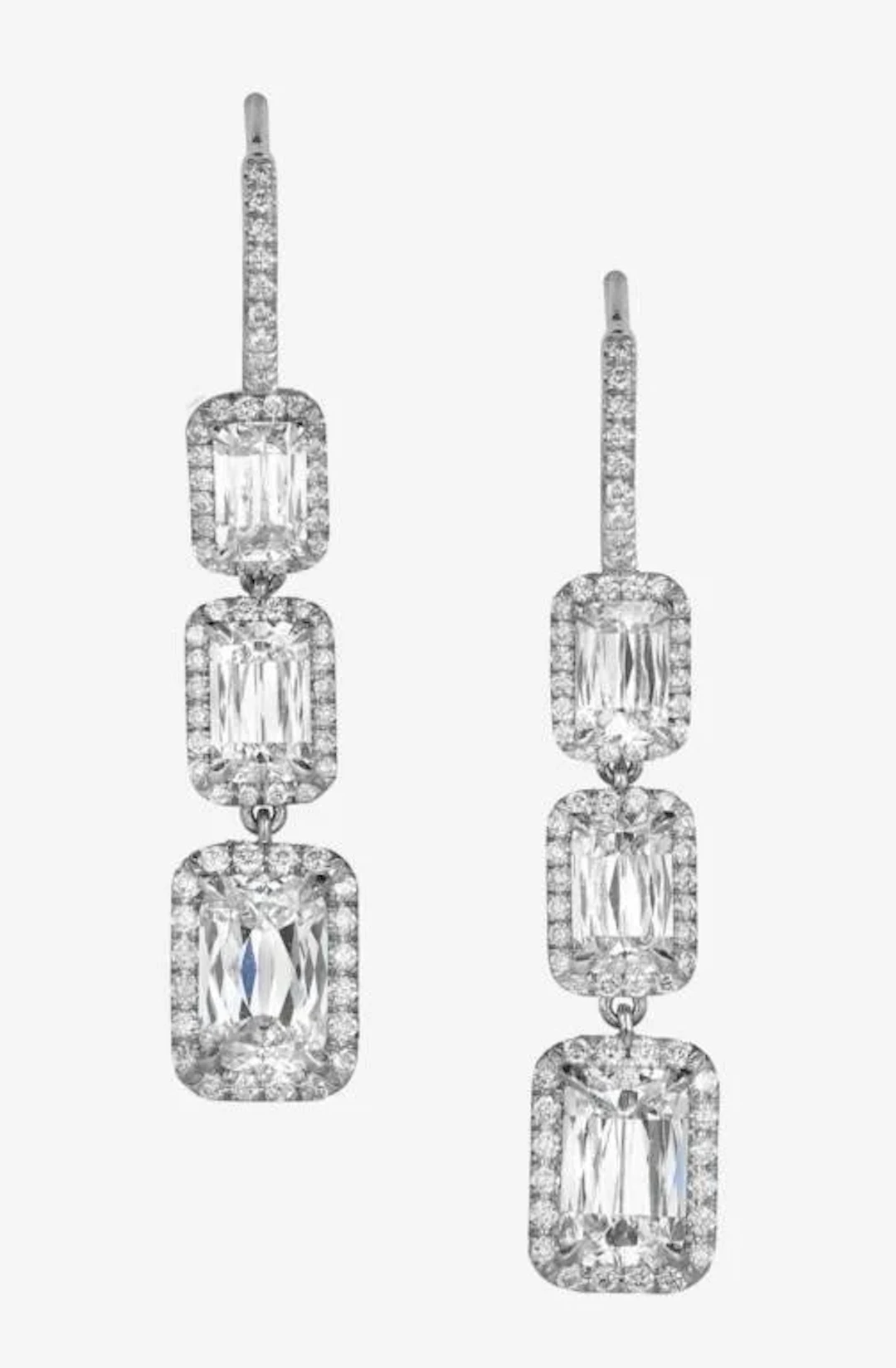 Gold & White Diamond 5.52 Cts Drop Earrings