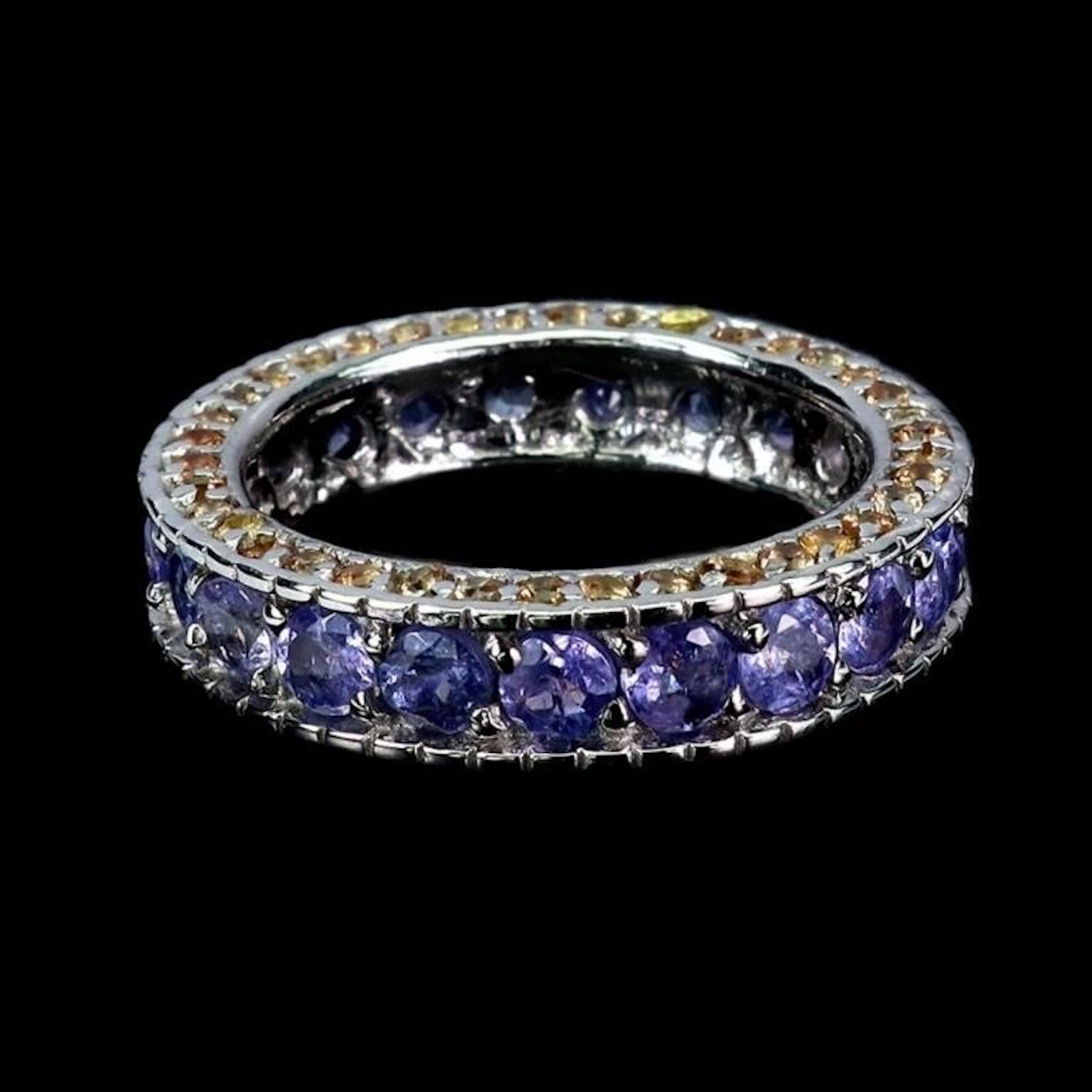 Natural Tanzanite & Sapphire Eternity Ring