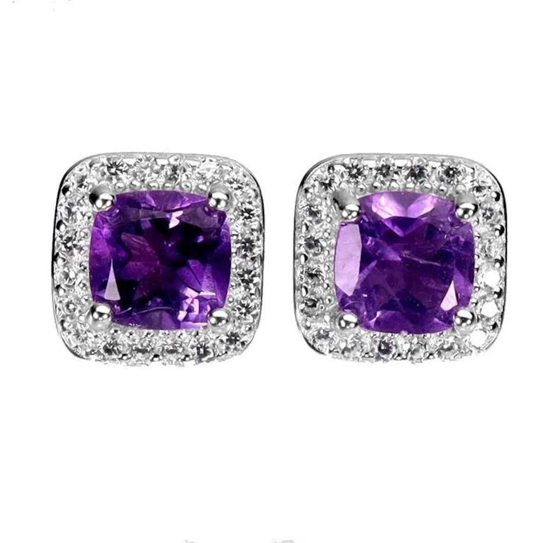 Natural Uruguay Purple Amethyst Earrings