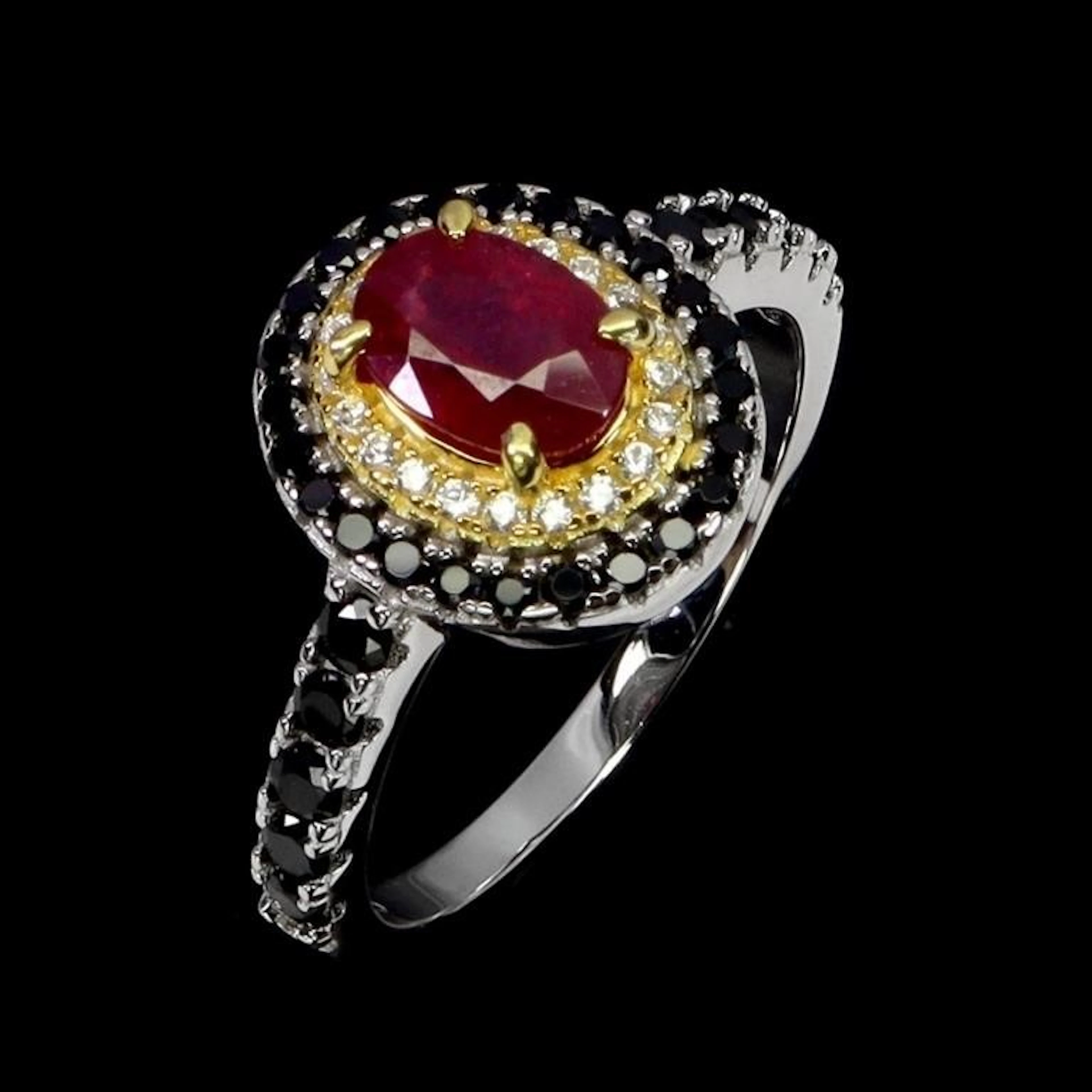 Natural Red Ruby & Spinel Ring