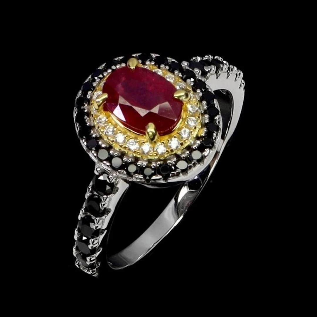 Natural Red Ruby & Spinel Ring