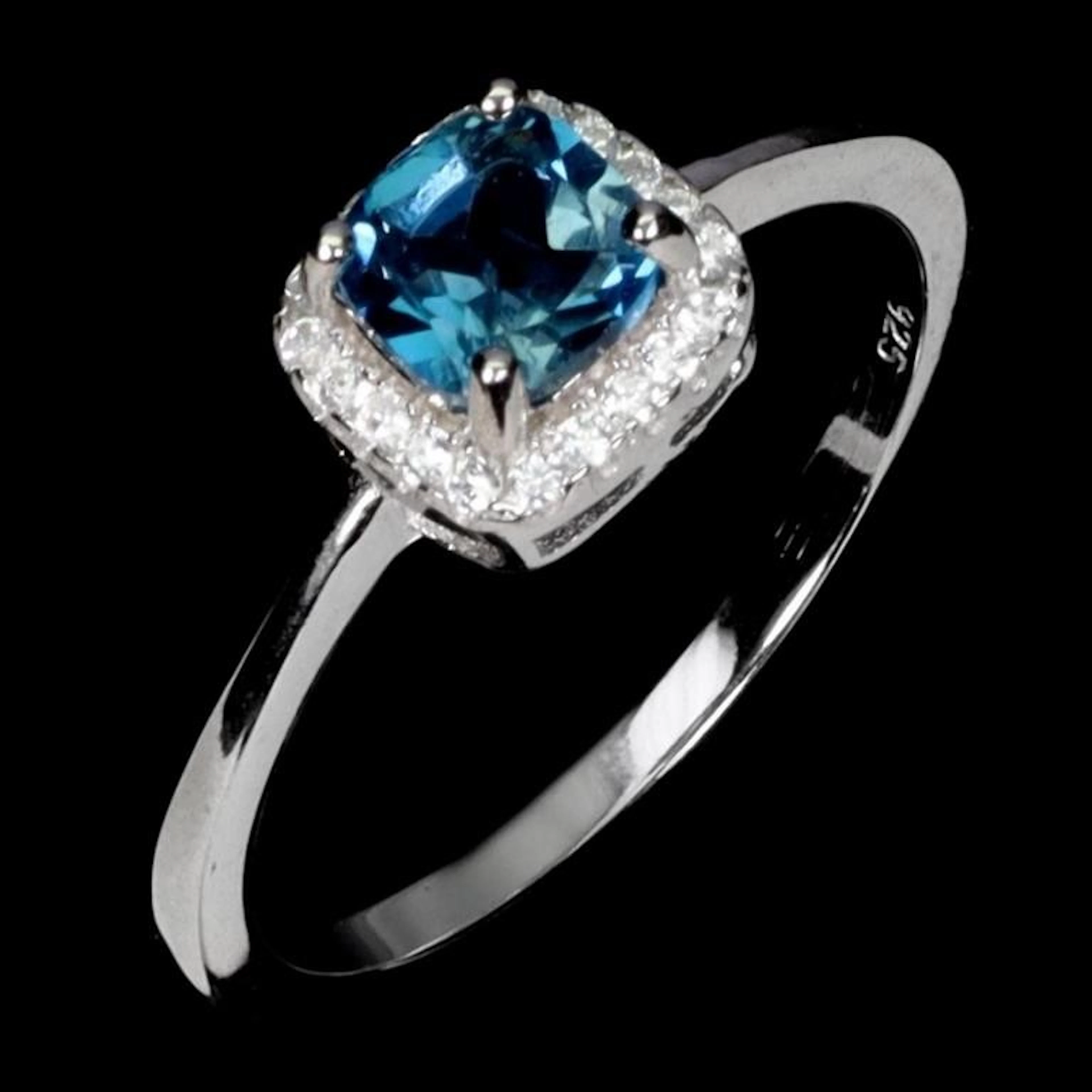 Natural Cushion London Topaz Ring