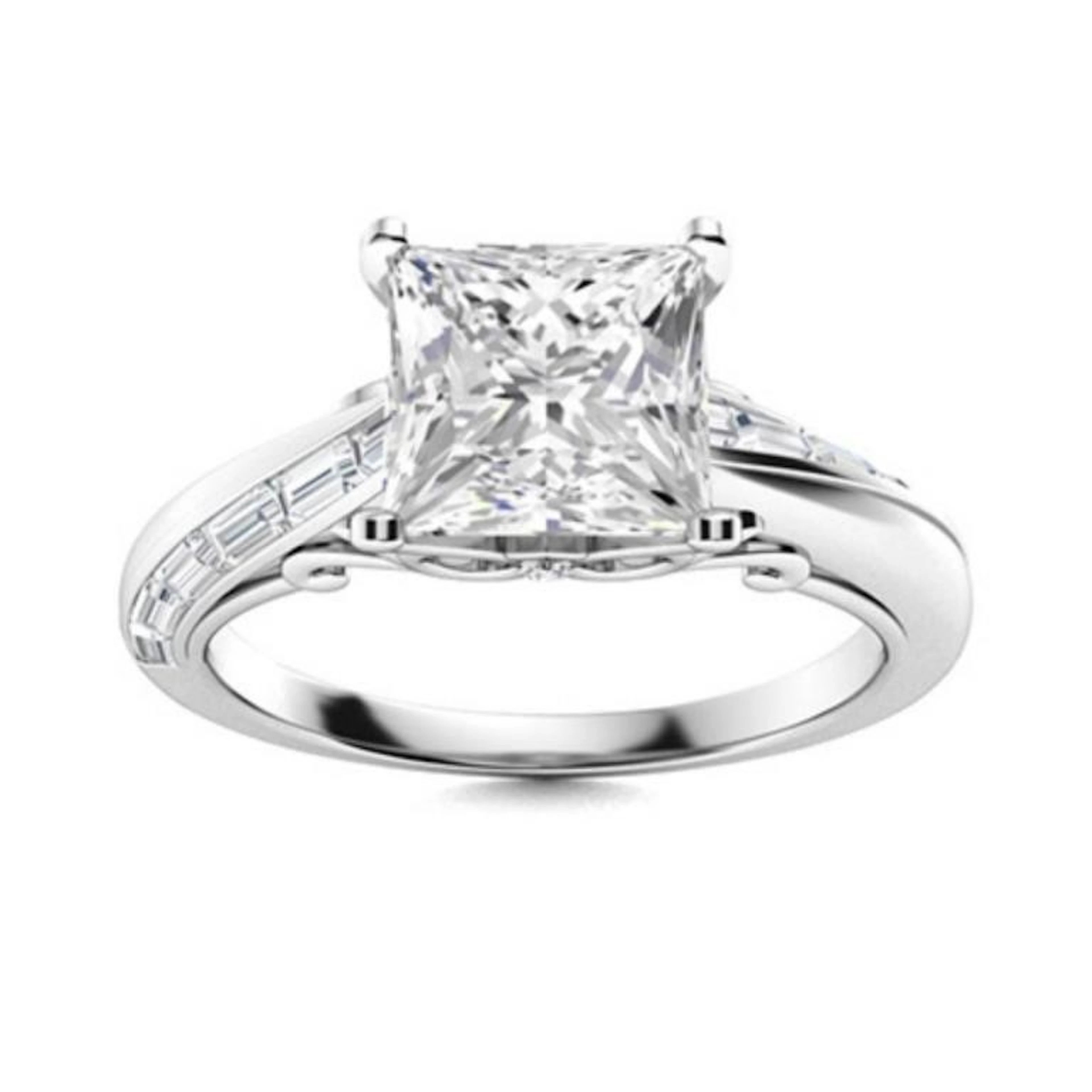 Gold & Brilliant White Diamond 2.50 Cts Ring - E/V