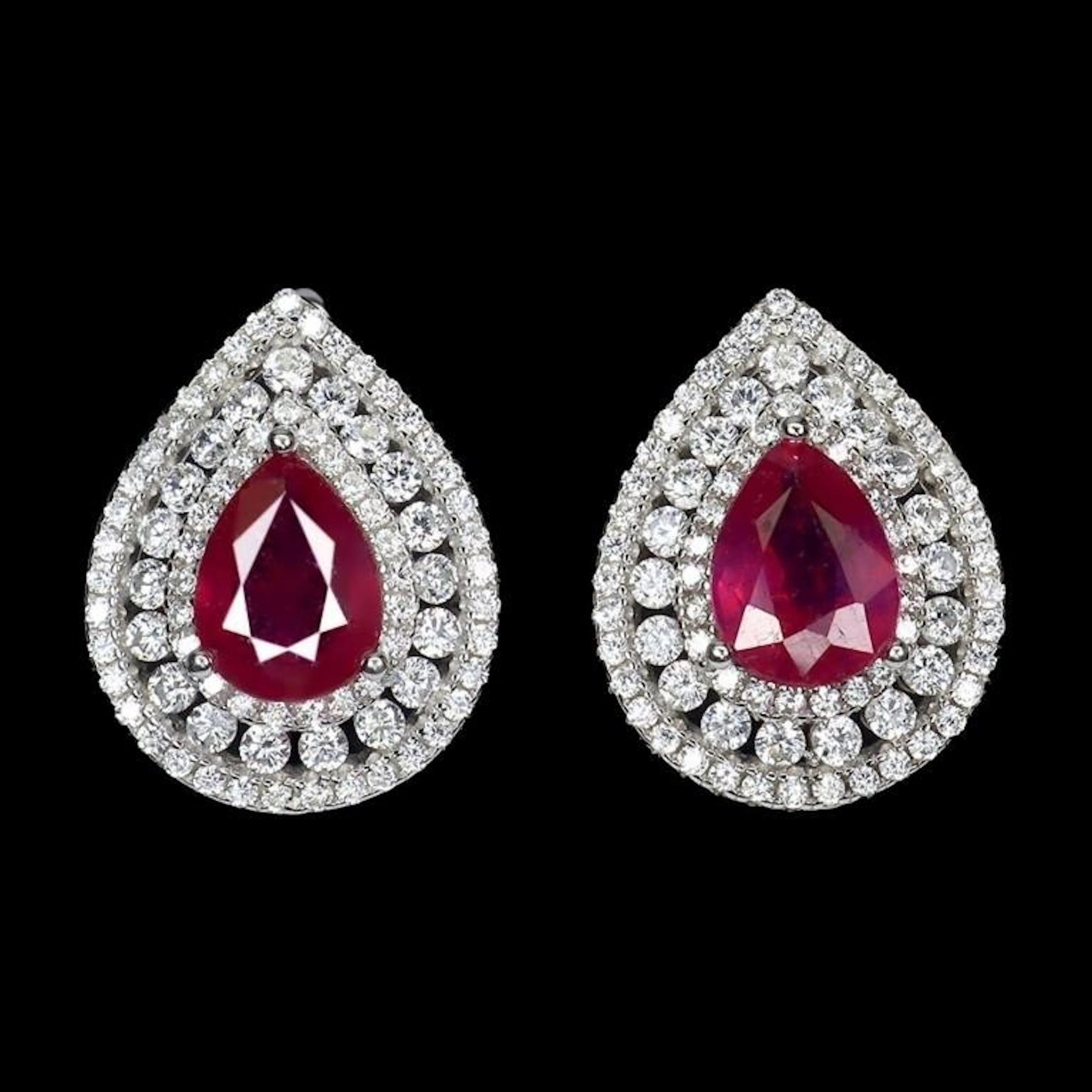 Natural Pigeon Blood Red Ruby Earrings