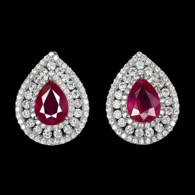 Natural Pigeon Blood Red Ruby Earrings